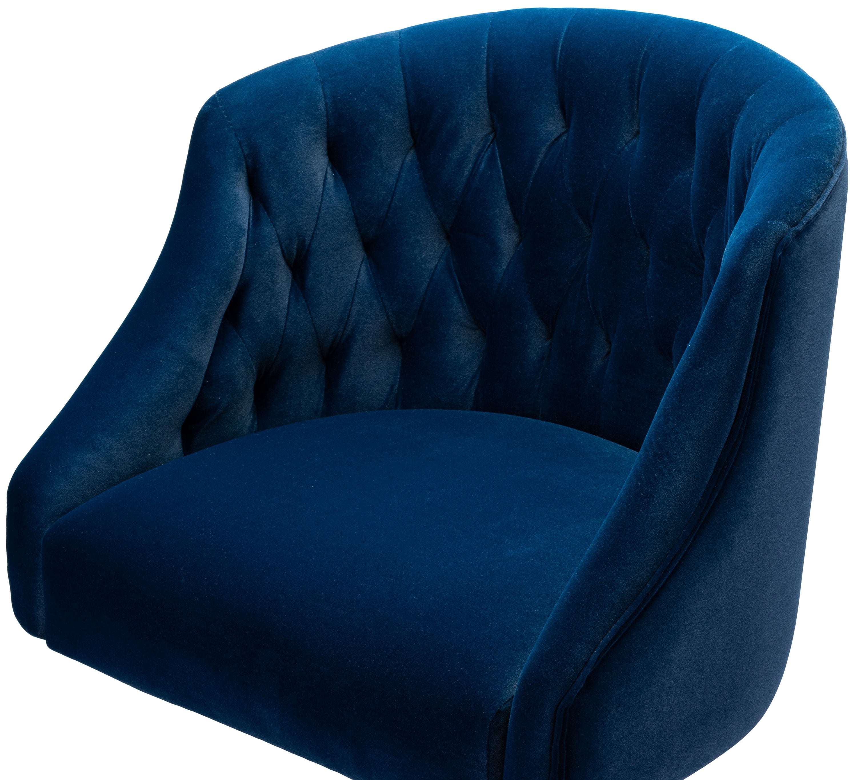 Navy Velvet Ergonomic Swivel Task Chair with Gold Legs