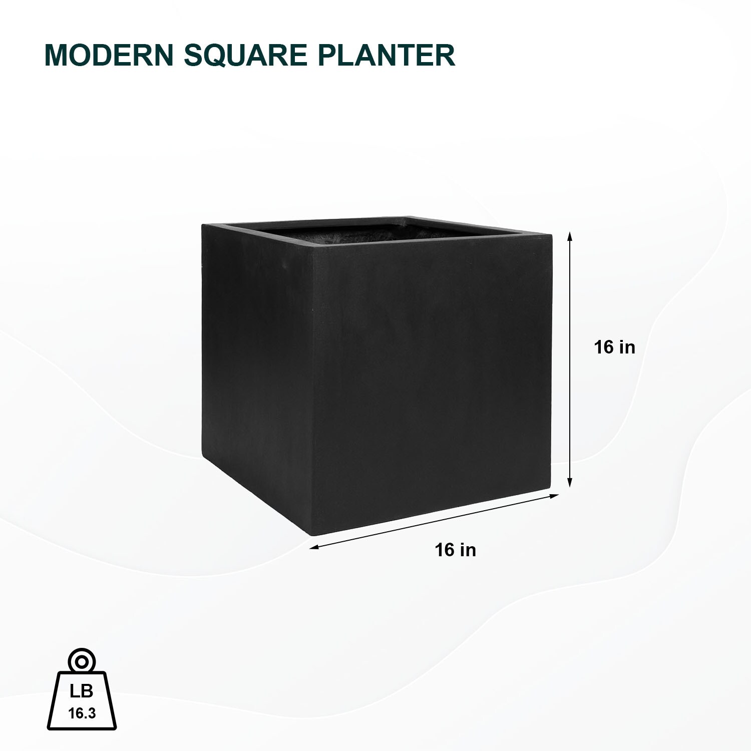 Pottery Pots Square 16-in W x 16-in H Black Stone Contemporary/Modern ...