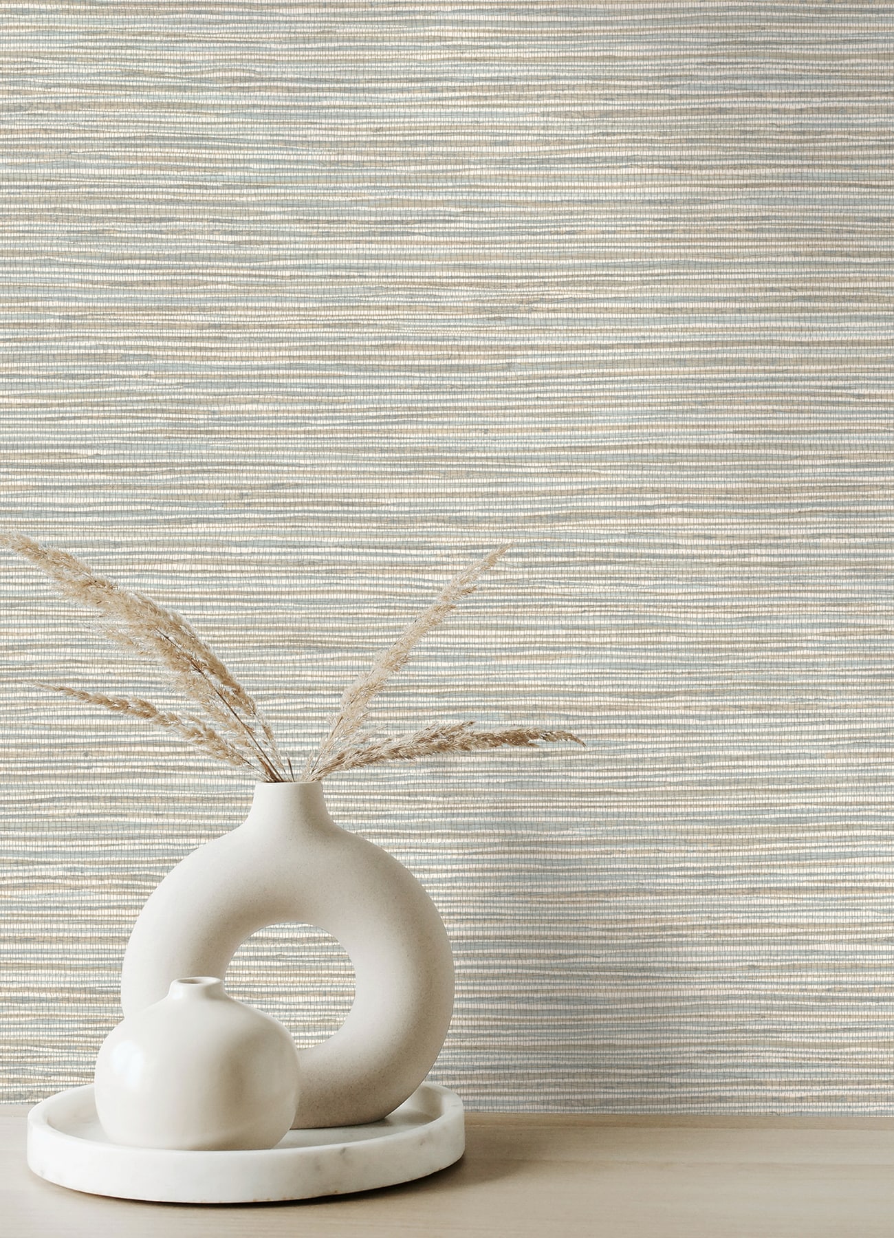 Alton Light Blue Faux Grasscloth 3D Non-Woven Wallpaper