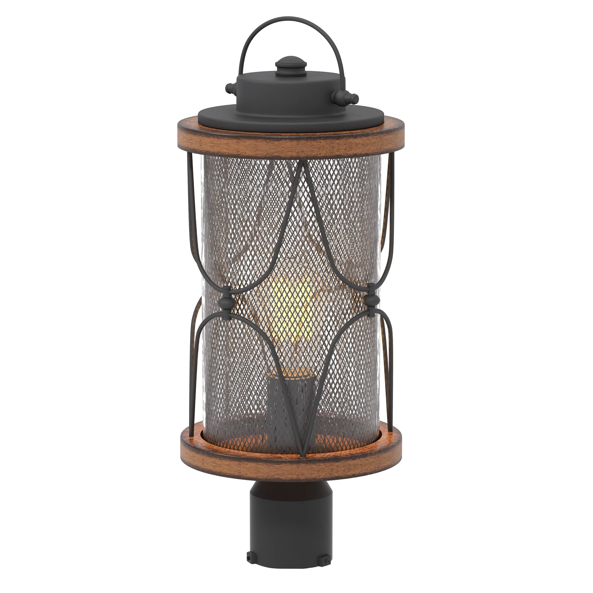 AOIZGMY  1 Piece 17 316 Inch High Outdoor Post Lantern Clear Seeded Glass Shade Meshed Iron Matte Black Barnwood Finish Fits 3 Inch Pole