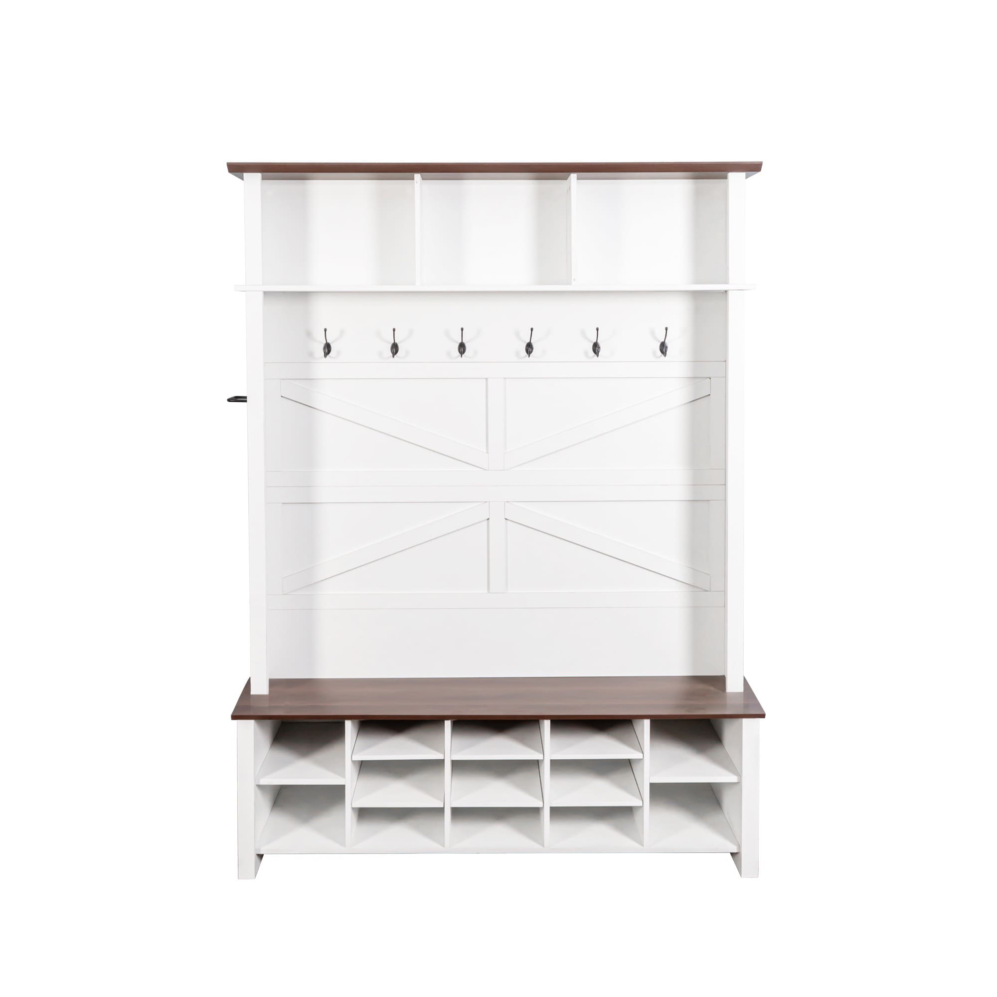 Bybafun YA2500182 Modern 56.3-in White Composite Hall Tree