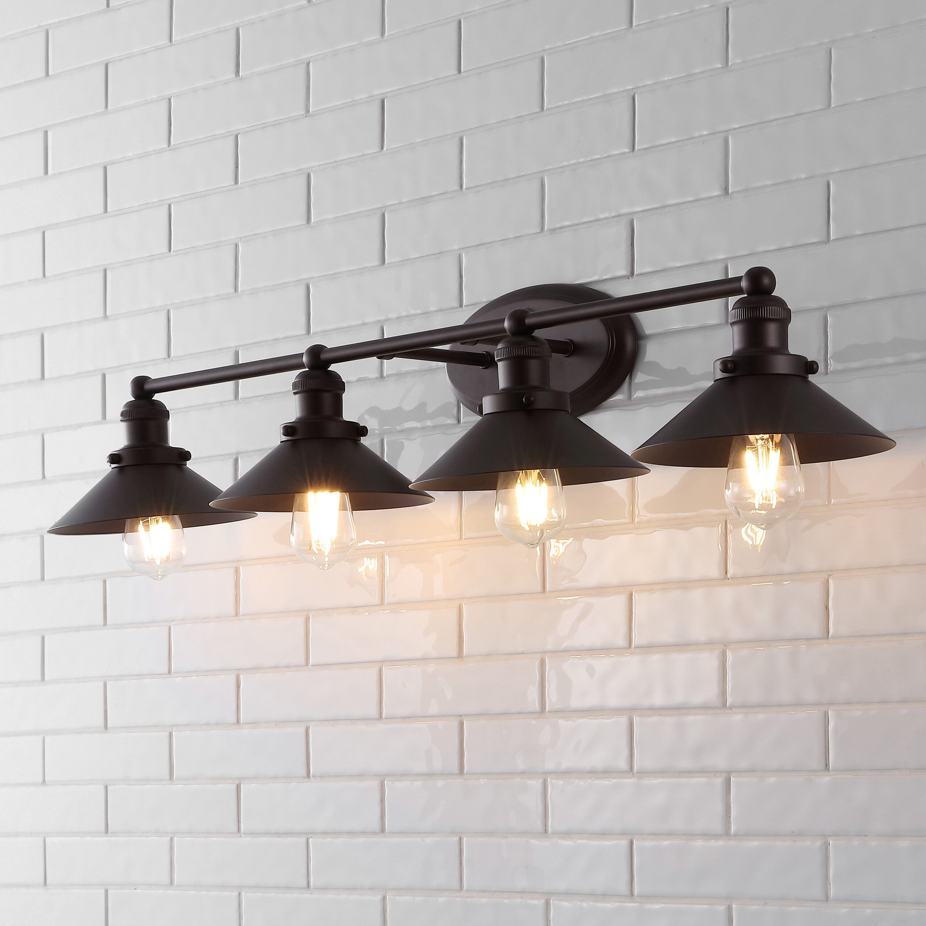 JONATHAN  Y JYL7904A July 36.25-in 4 -Light Oil-rubbed Black Transitional Vanity light