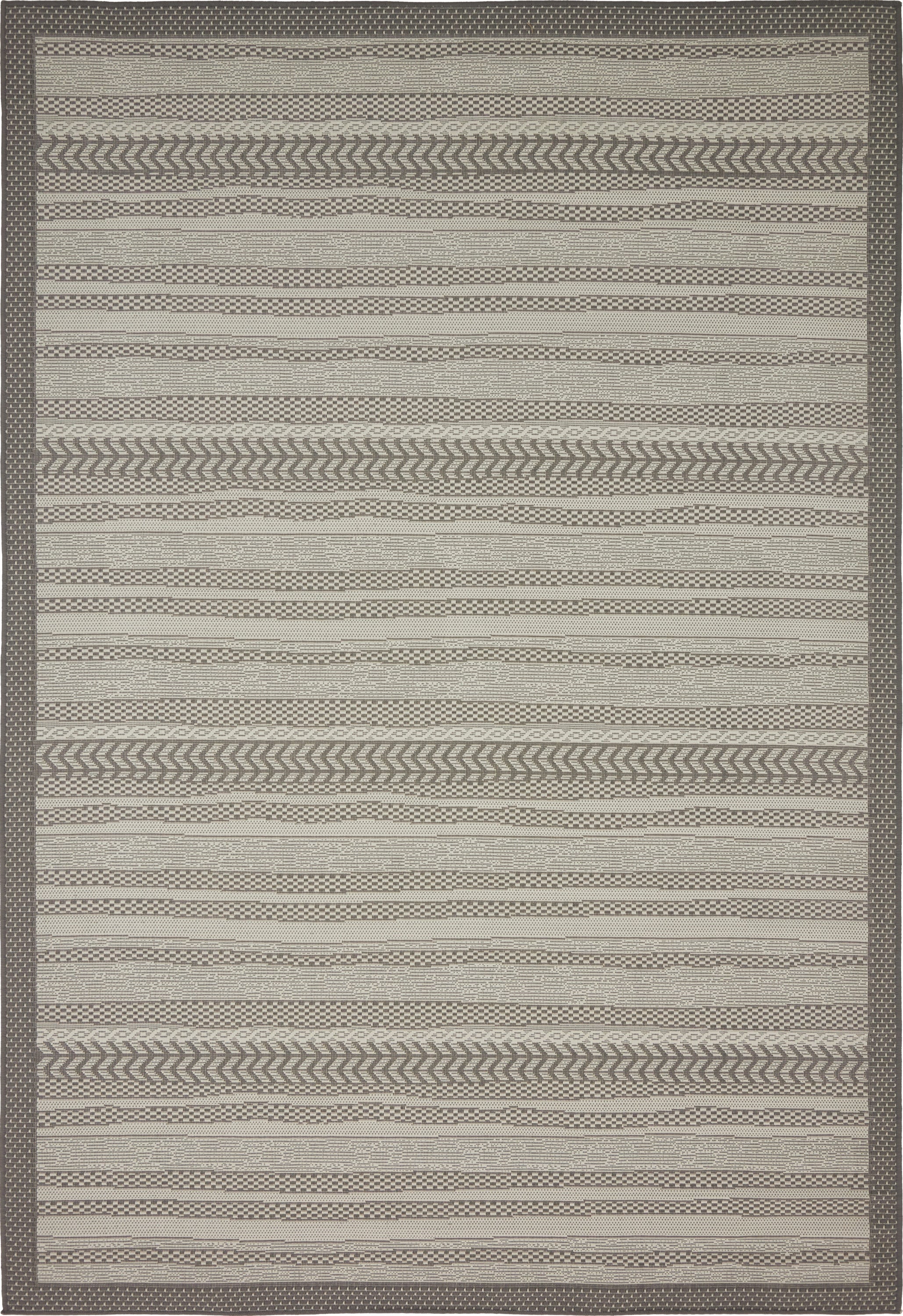 Unique Loom 3135432 Lines Outdoor 6 x 9 (ft) Loomed Polypropylene Gray/Dark Gray Rectangular Indoor/Outdoor Geometric French Country Area rug