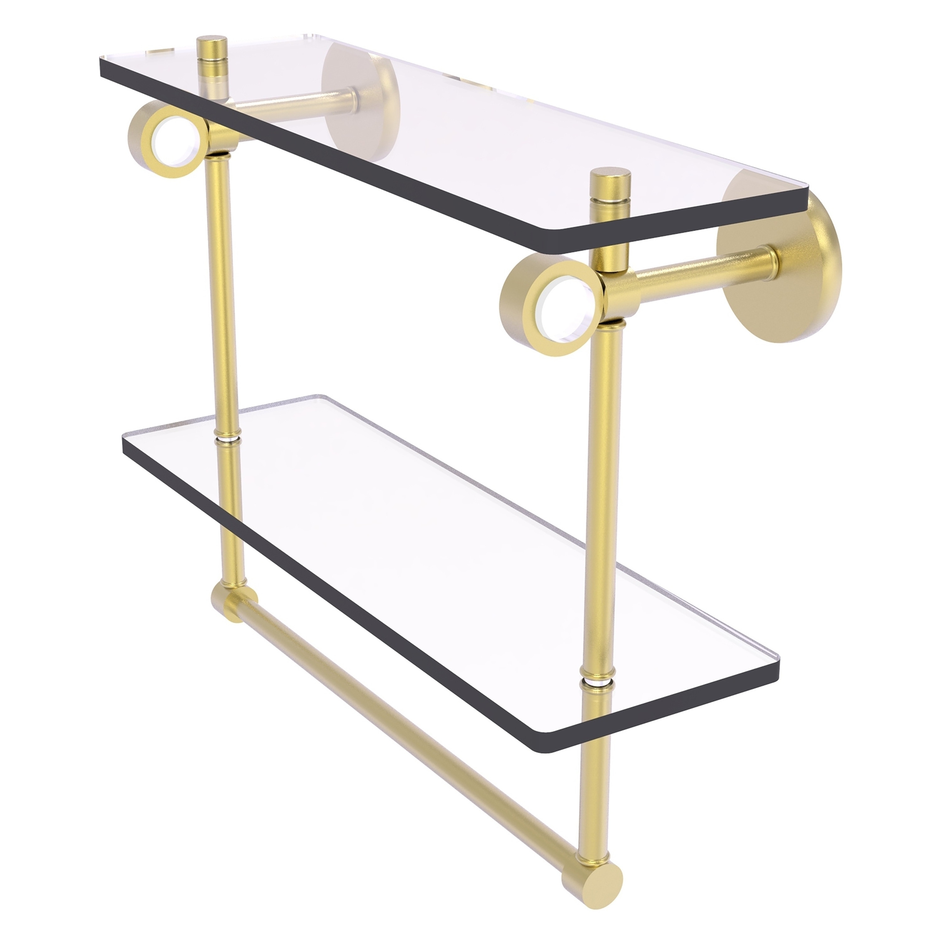 Allied Brass CV-2TB-16-SBR Clearview Satin Brass 2 -Tier Wall mount Bathroom Shelf ( 16-in x 12.8-in x 5-in )