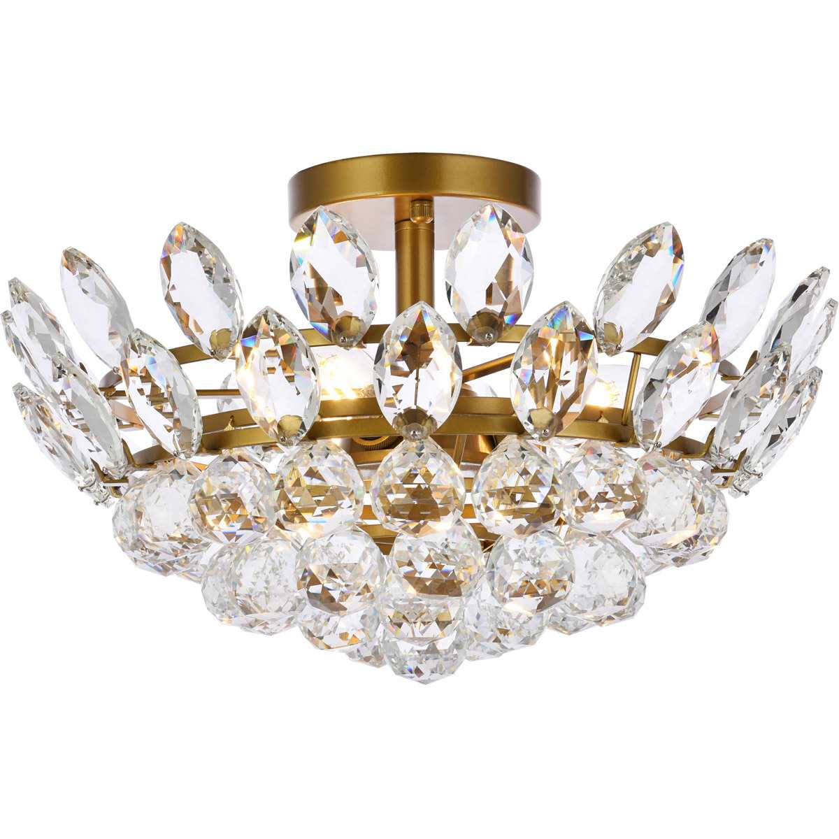 Elegant Lighting  1105F16BR Emilia 3 Light 16 inch Brass Flush Mount Ceiling Light