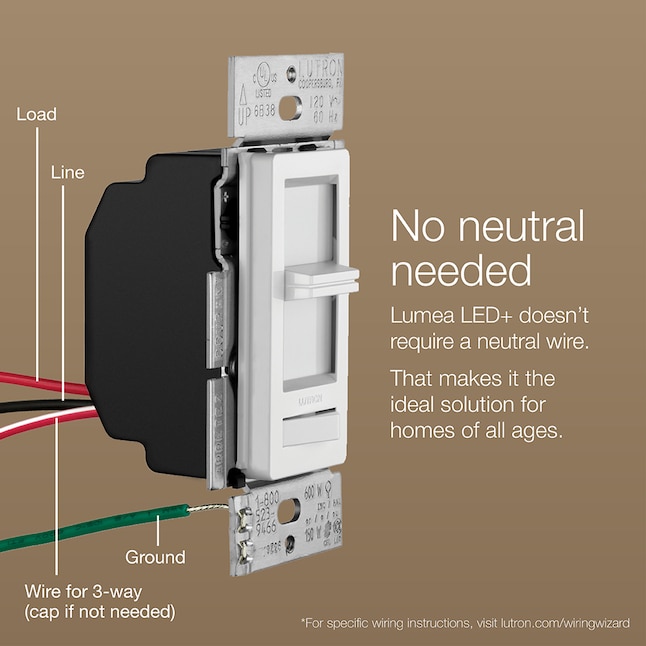 Led Slide Light Dimmer Switch, Lutron Diva Dimmer Wiring Diagram 3 Way Switch Single Pole Or