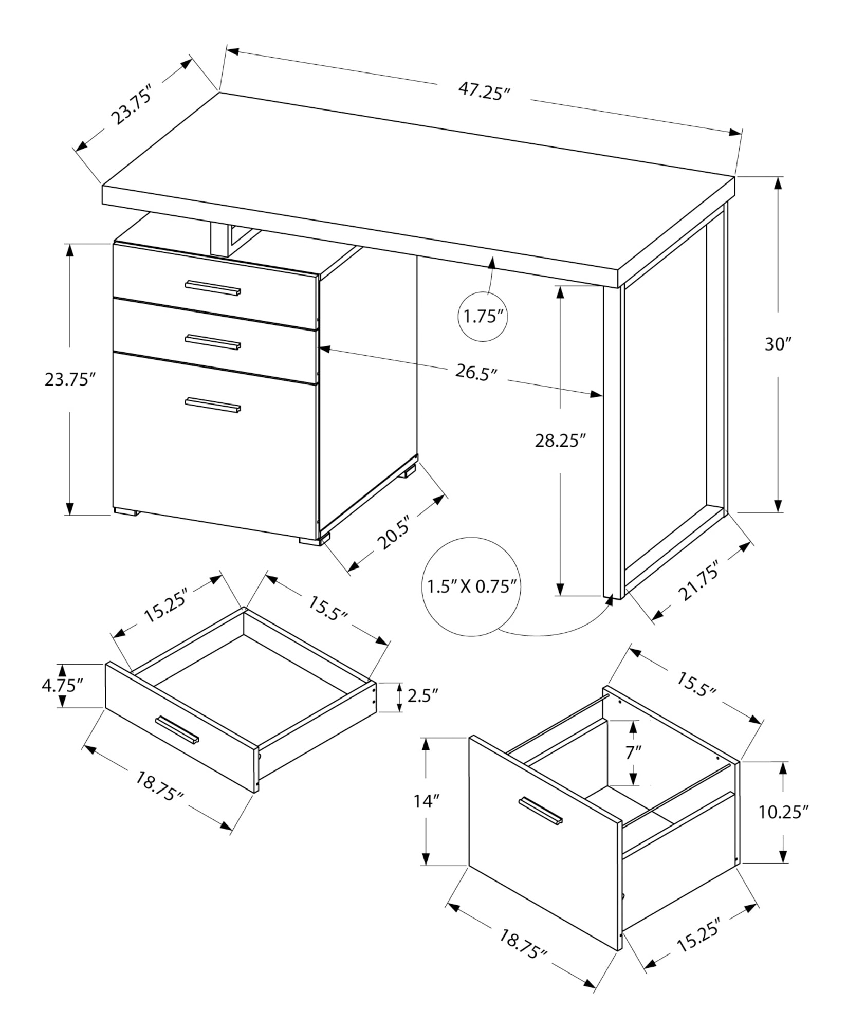 Monarch Specialties LO7027 desks - View #4