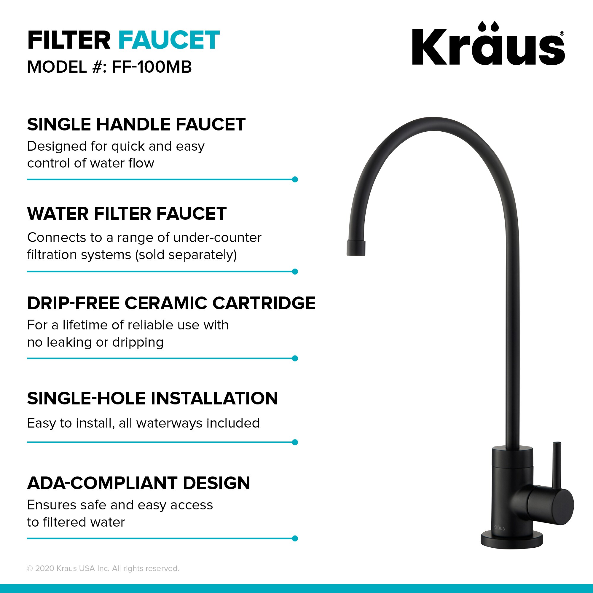 KRAUS Purita 2-Stage Under-Sink Filtration System with Single Handle  Drinking Water Filter Faucet in Matte Black