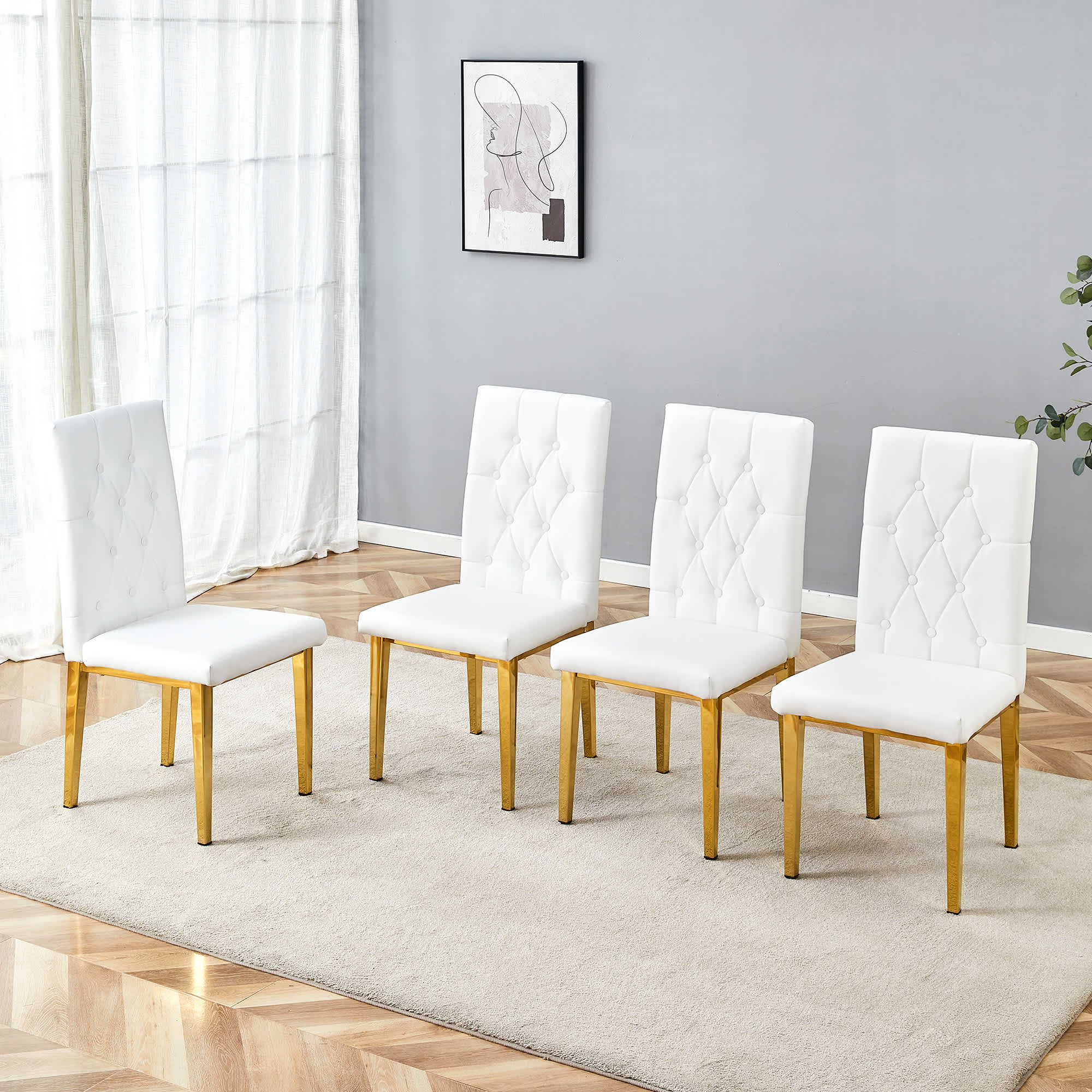 Vynxaria LEXY0076-DJCY-4WHI Dining-Chairs - View #3