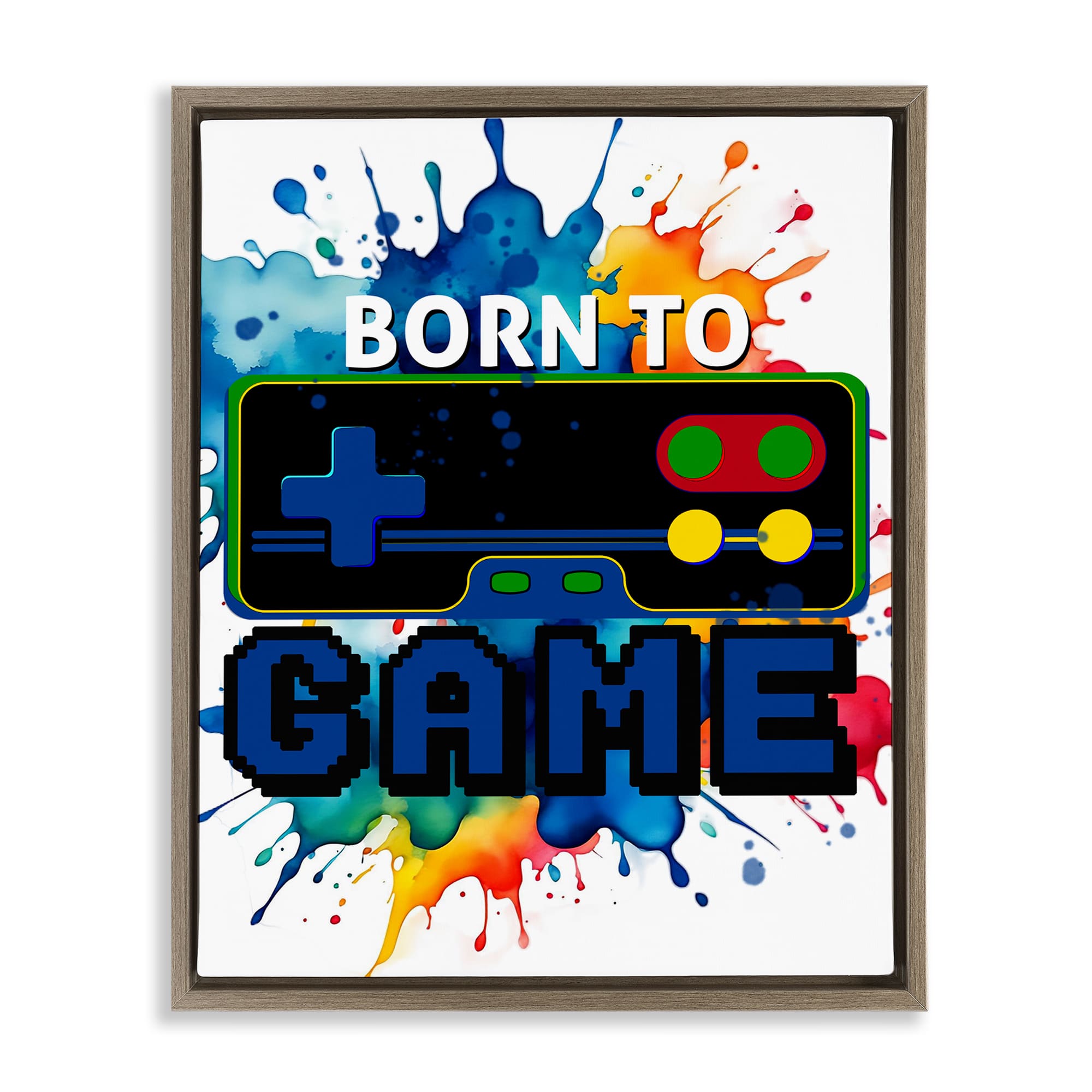 Stupell Industries BS-048-FFE-16X20 Born to Game Splash Brown Framed Floater Canvas Wall Art By Kim Allen 17 x 21