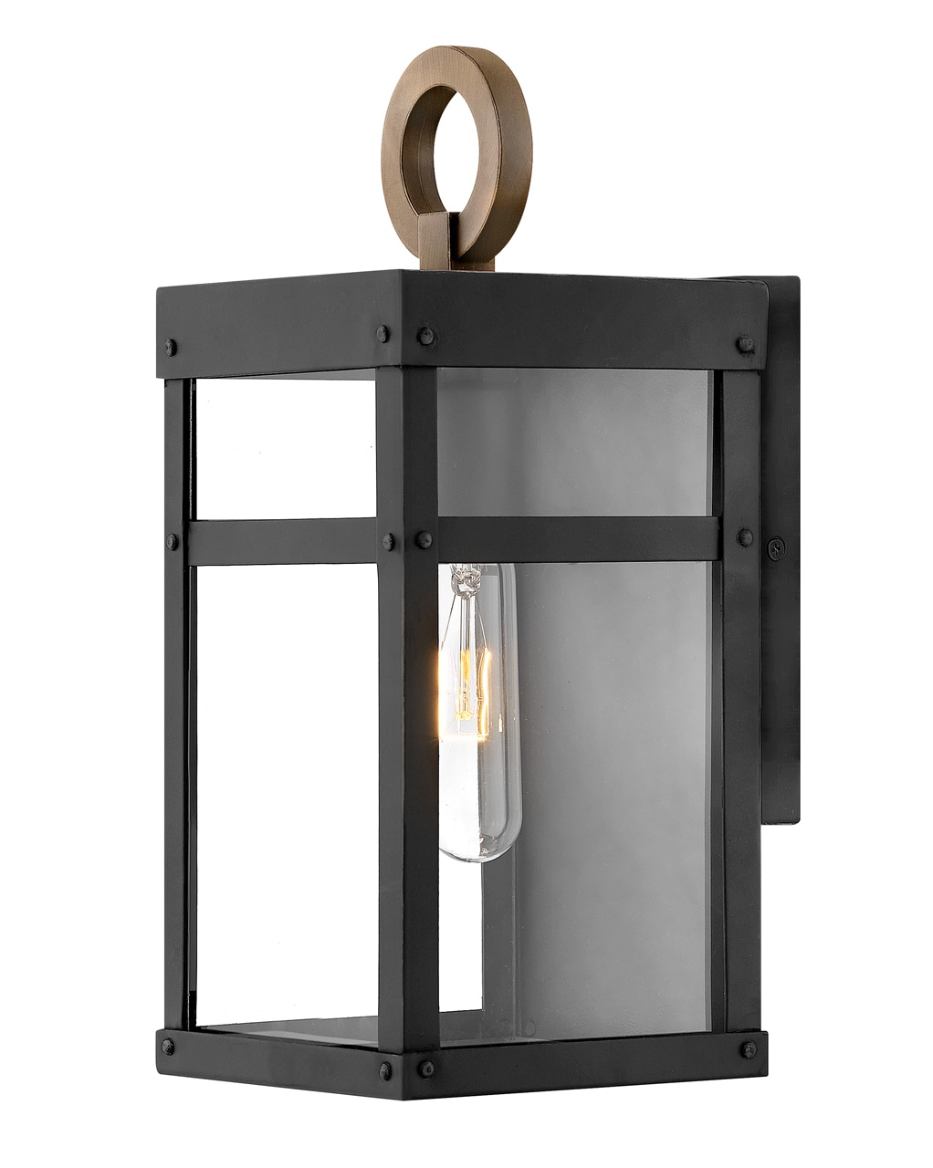 Hinkley 2806BK-LL Porter 1 -Light 13-in H Satin Black Hardwired Outdoor Wall Light