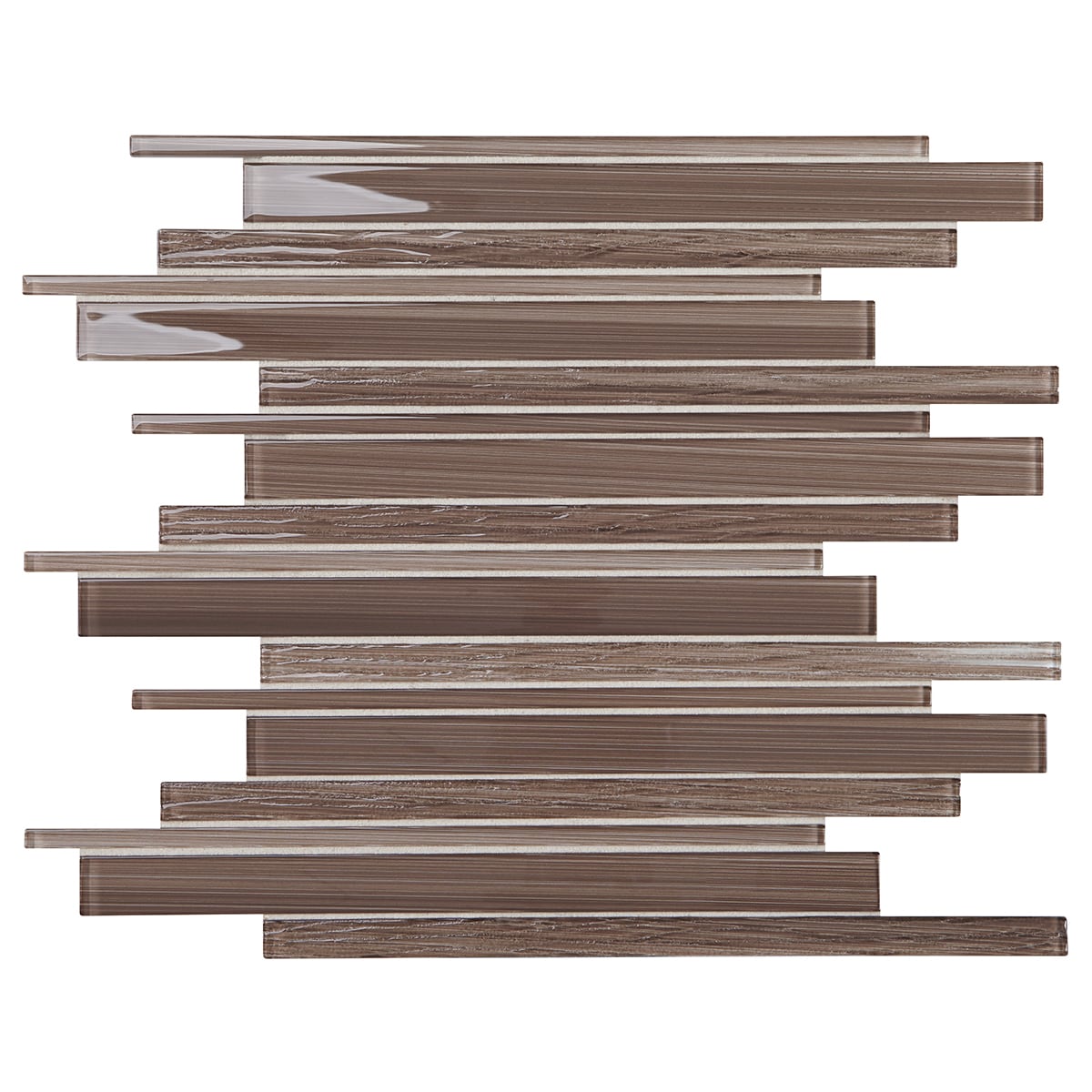 American Olean DG06LNRNLMSHC1L Delfino Cappuccino 12-in x 15-in Polished Glass Linear Mosaic Wall Tile ( 15.15-sq ft Carton