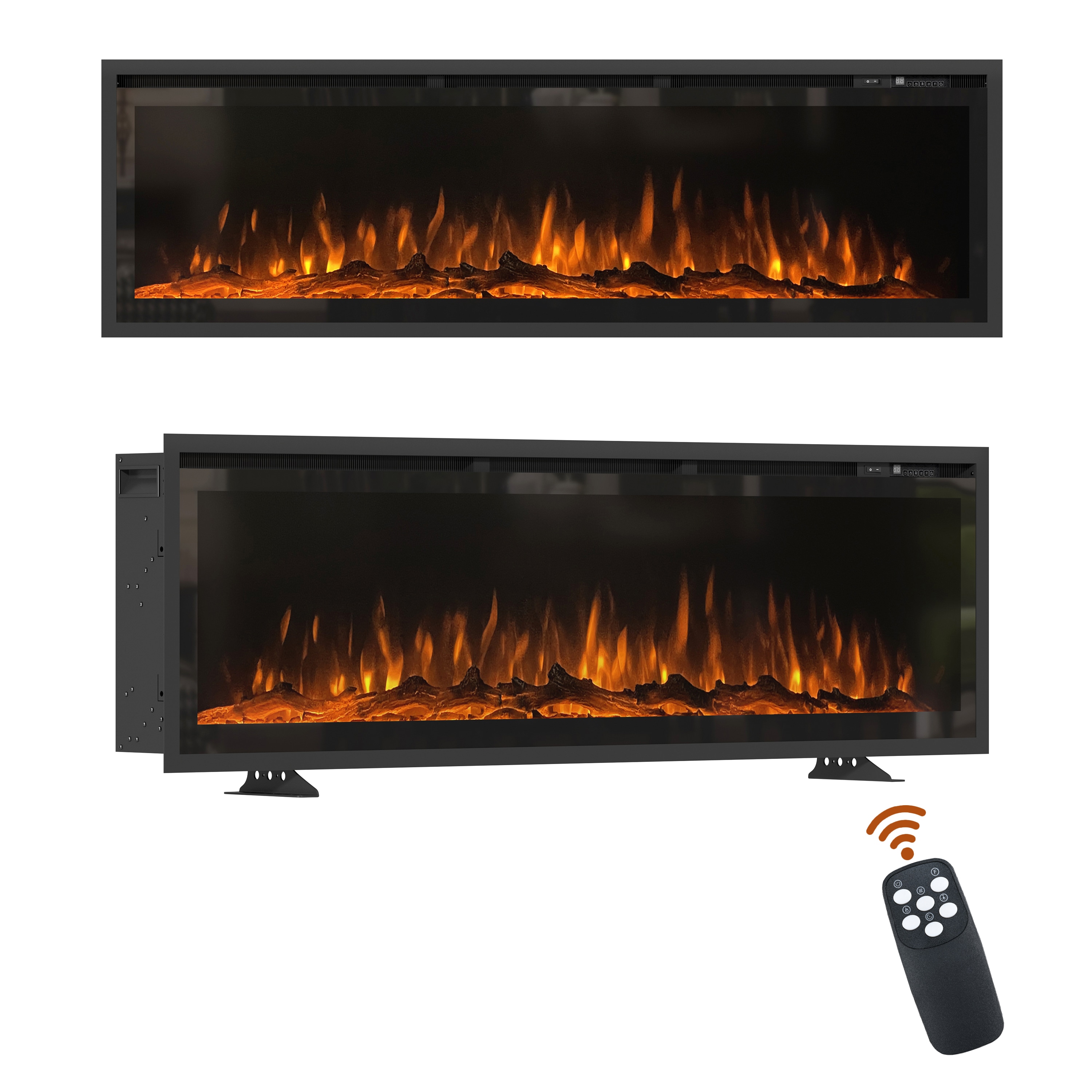 Mondawe 50-in W Black Wall mount Fan-forced with Remote Control Included