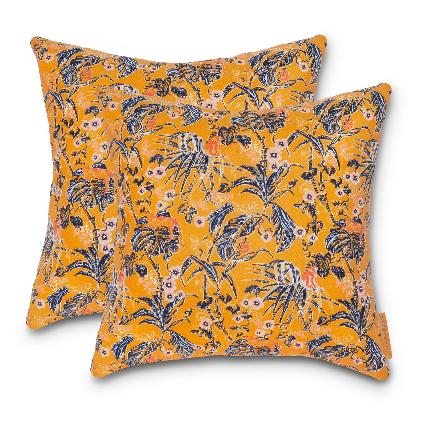 Classic Accessories 50-136-014001-PL 2-Pack Floral Rain Forest Toile Gold Square Throw Pillow