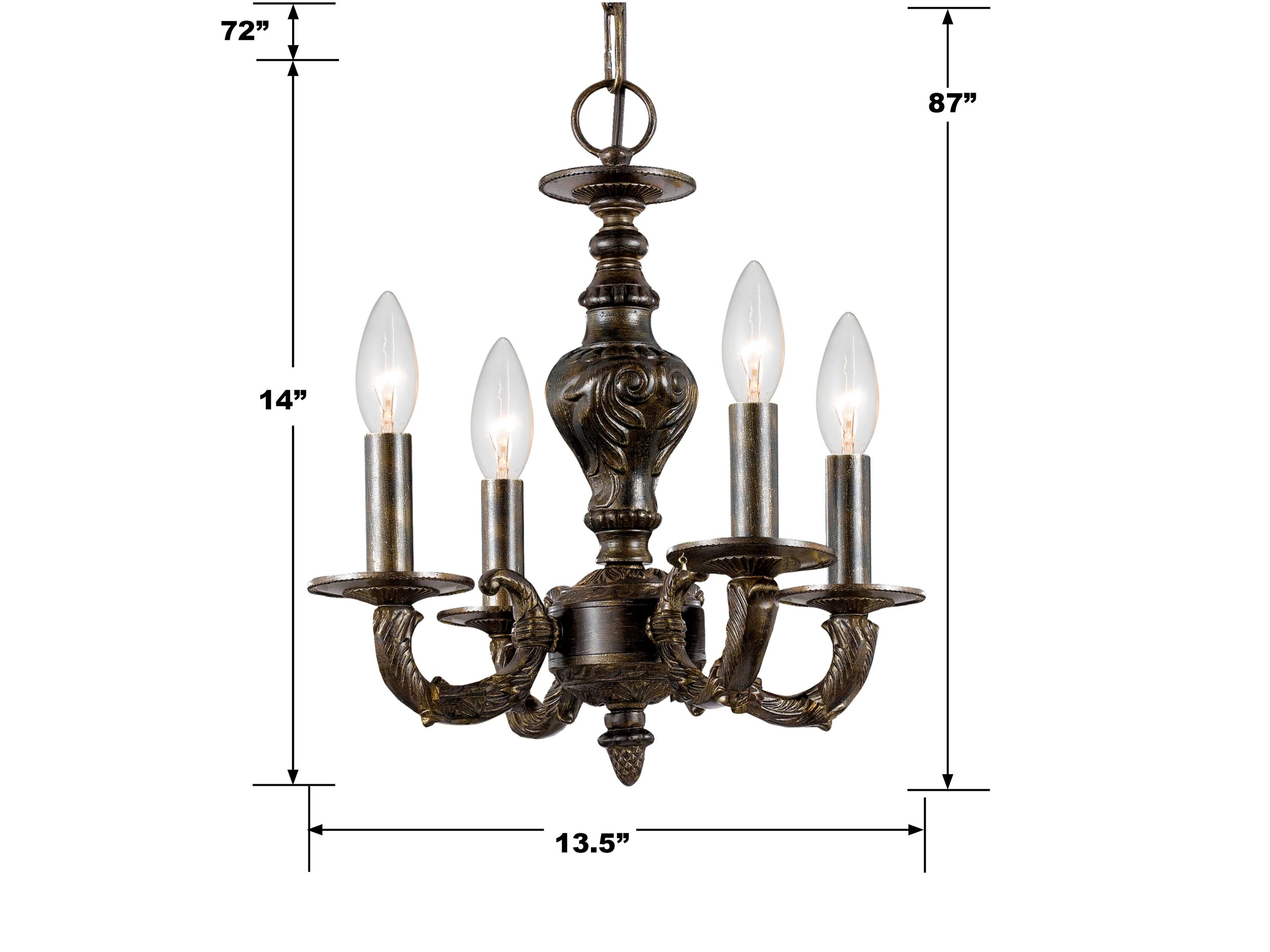 Venetian Bronze 4-Light Mini Crystal Chandelier