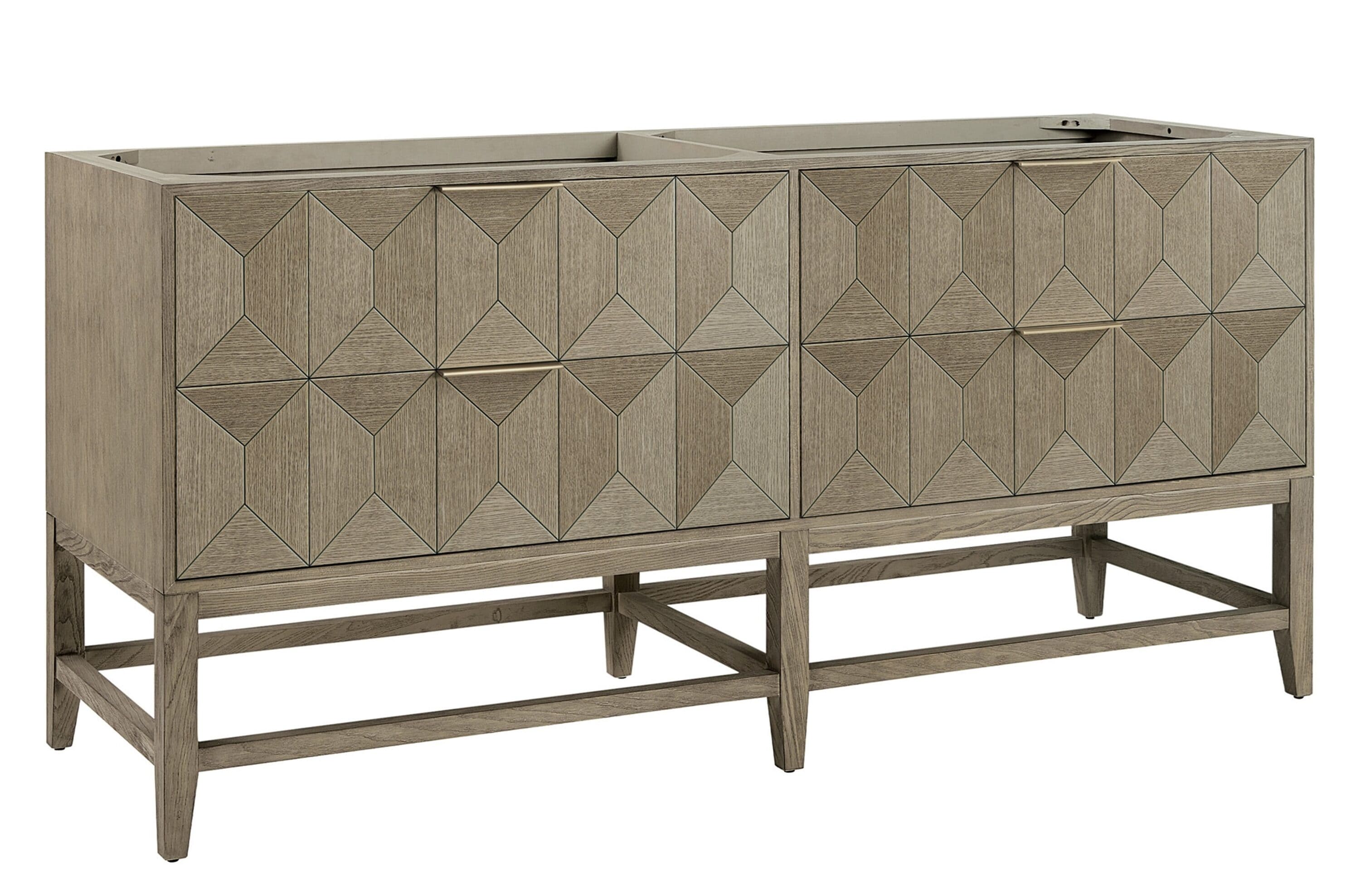 Pebble Oak 72" Double Freestanding Vanity with Solid Surface Top