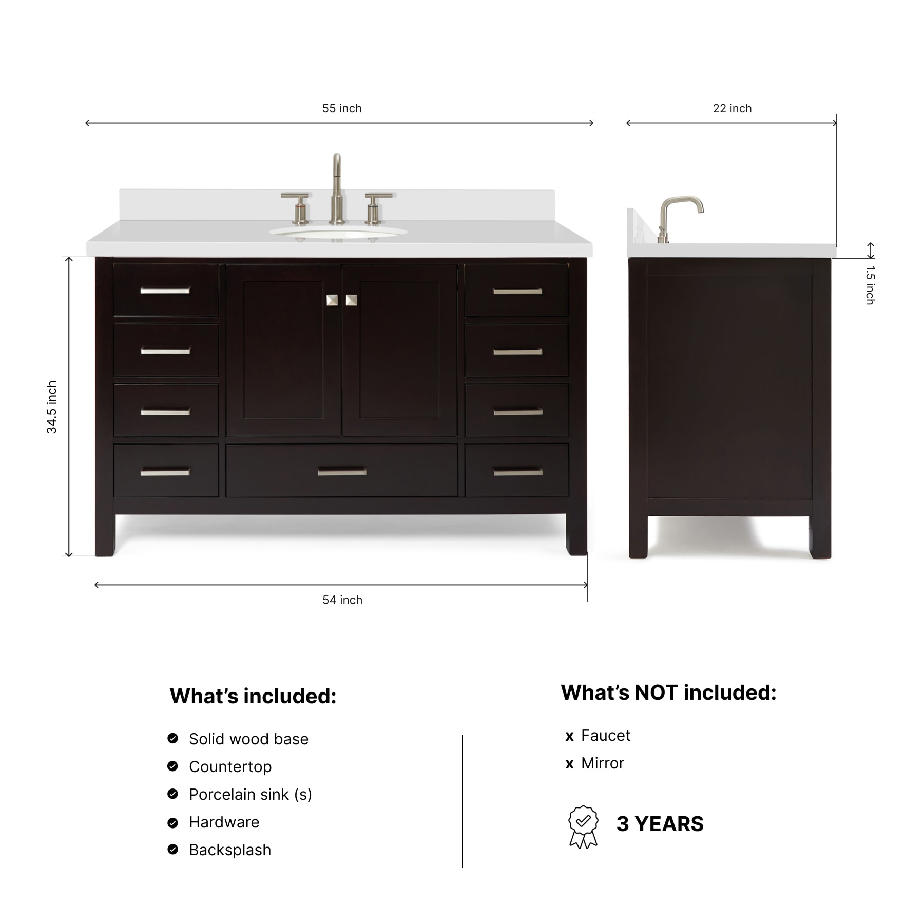 ARIEL A055SWQOVOESP Bath-Vanity-Combo - View #3
