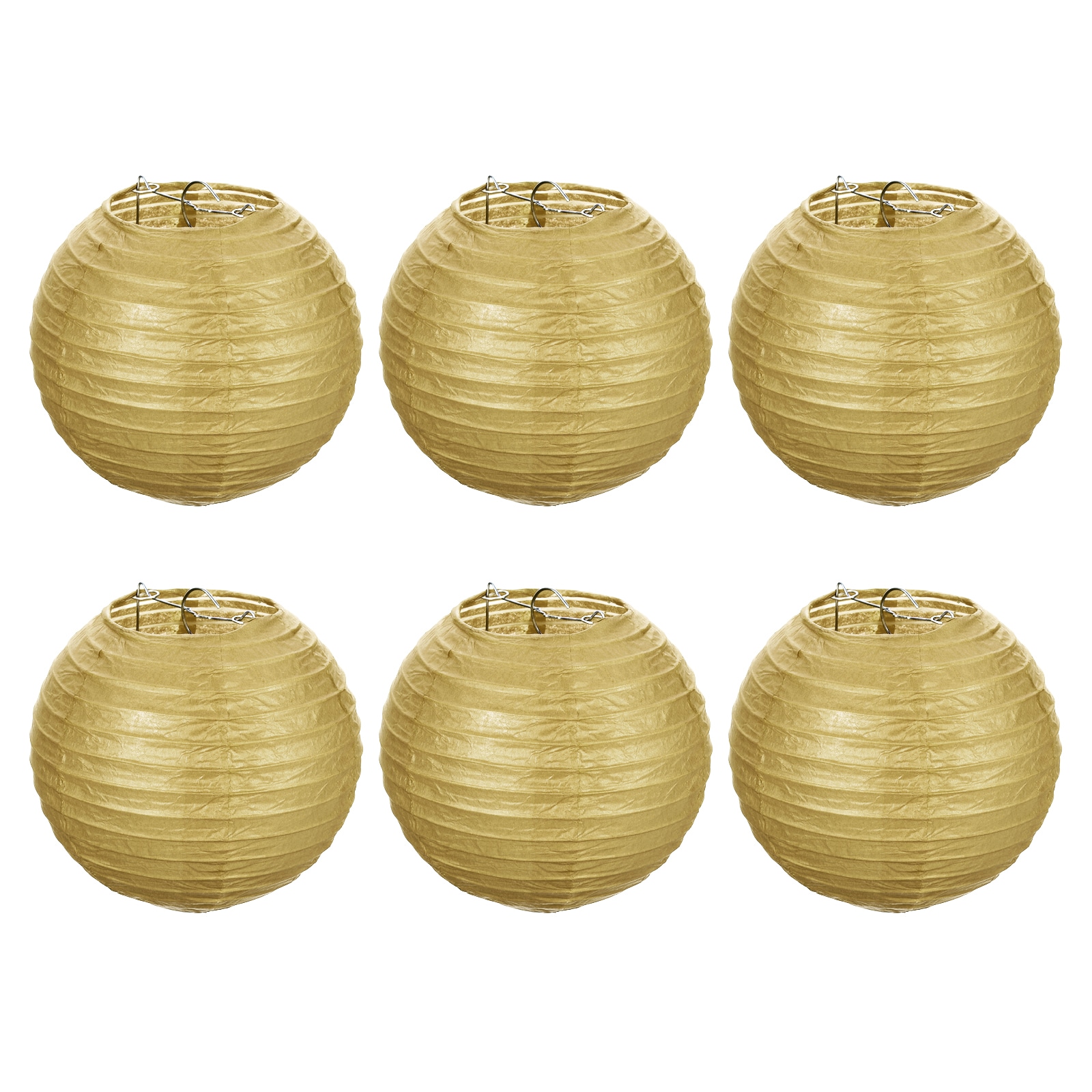 PATIKIL 6 Inch Paper Lanterns 6pcs Round Folding Hanging Lamp Shade Small Lantern for Wedding Home Party Festival Celebration Gold