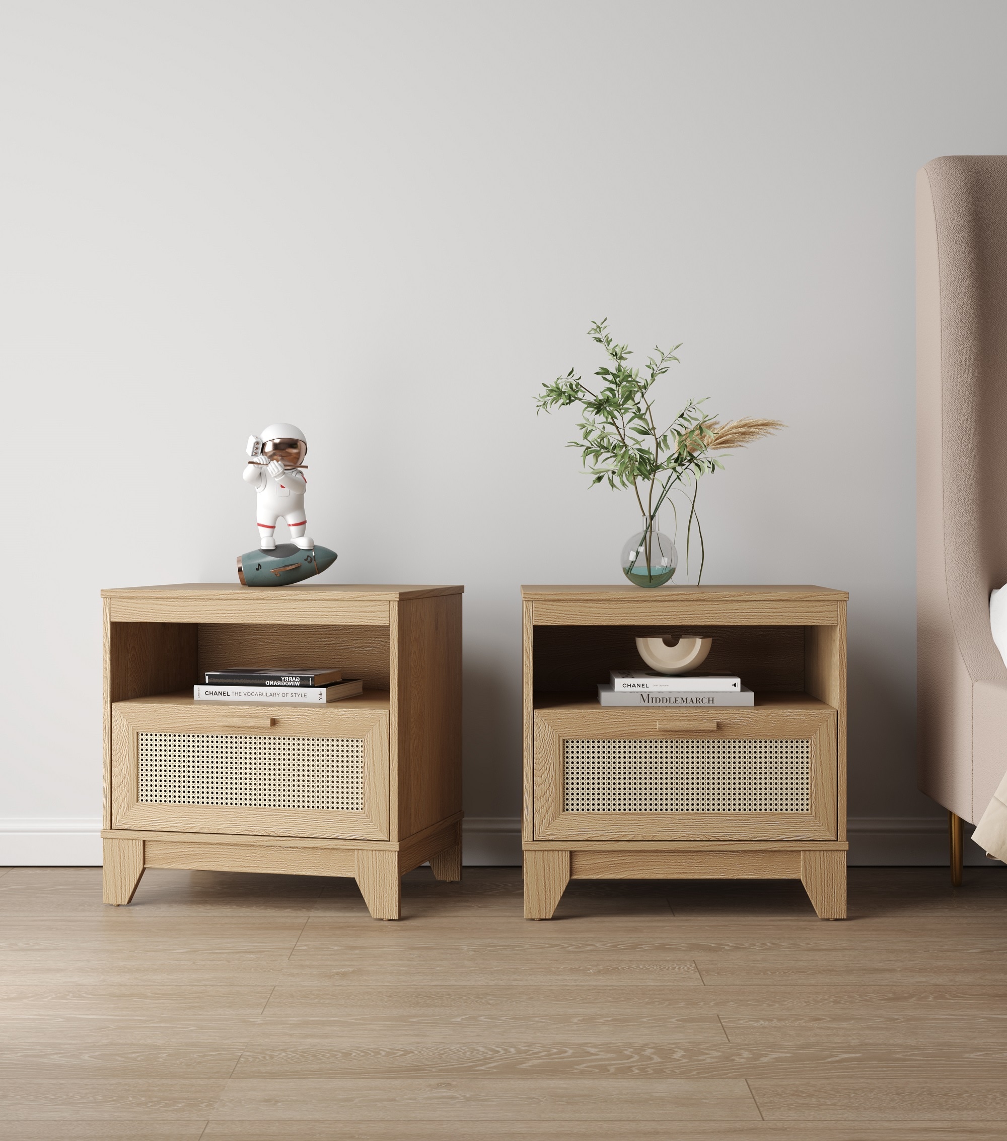 Manhattan Comfort 2-NS-5GLF-NA Nature Nightstand