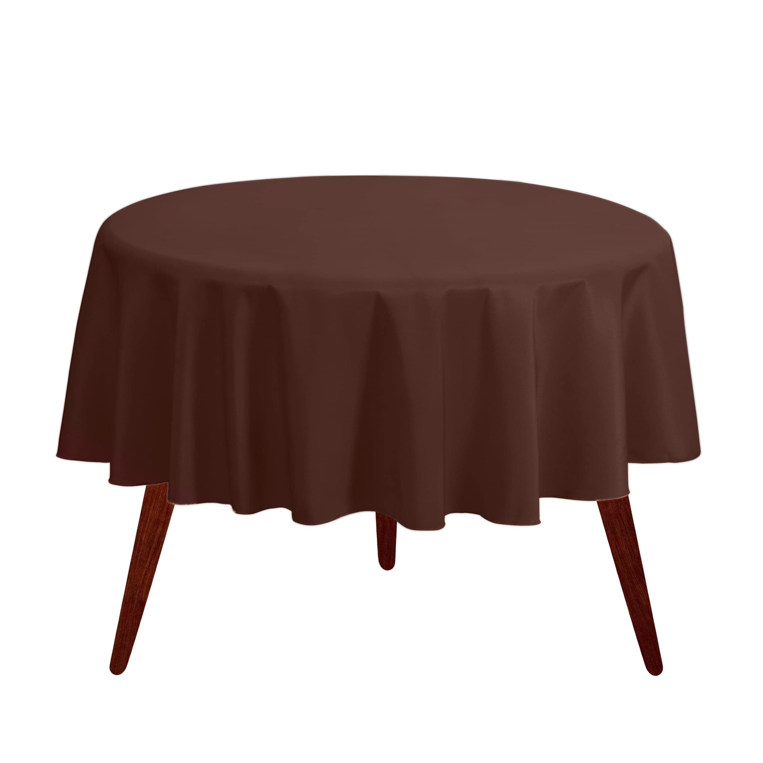 Gee Di Moda  Round Tablecloth - 132 Inch Chocolate Round Table Cloth - Heavy Duty Washable Fabric - for Buffet Table Holiday Party Dinner Wedding and Baby Shower