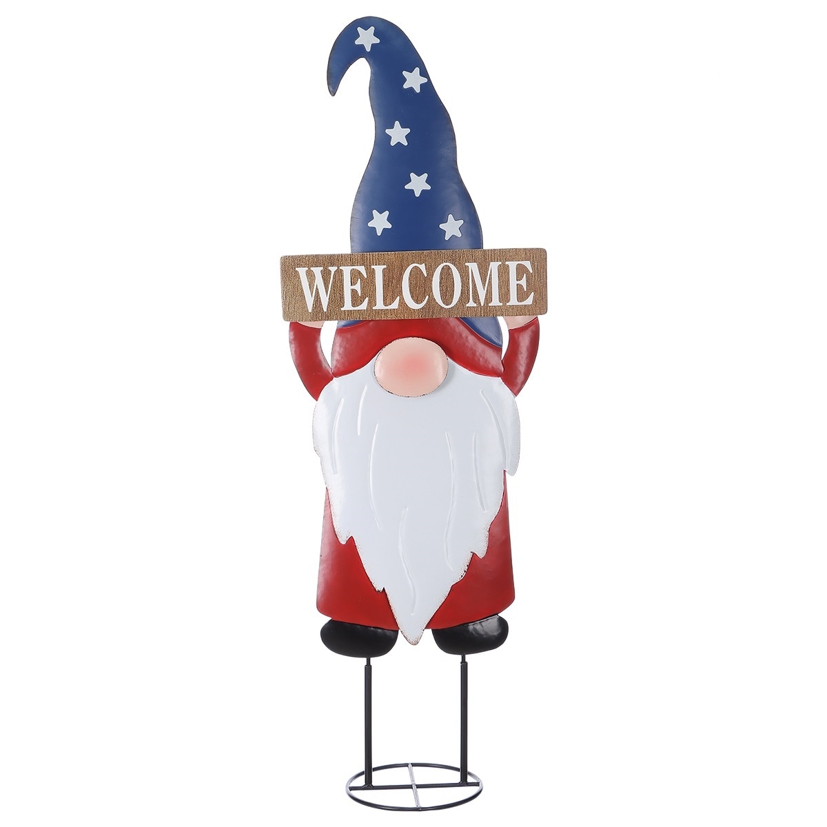 Holiday Living LW298-NSJE003R Metal Indoor/Outdoor Free standing decoration Gnome 4th of July Decor