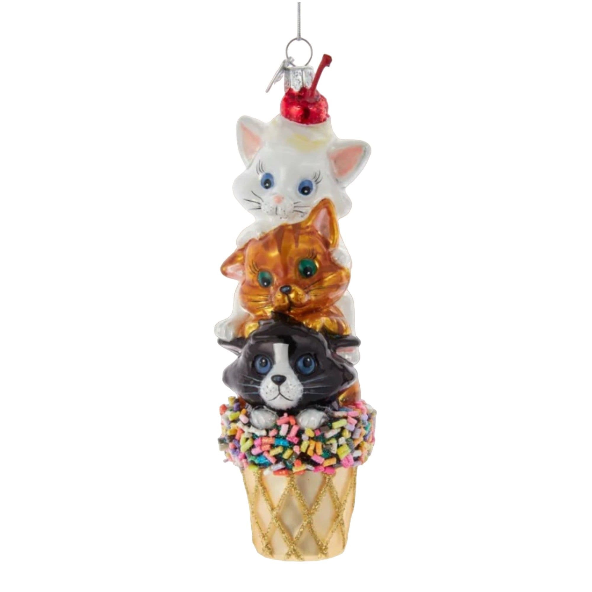 Kurt S. Adler 086131633218 Kurt Adler Noble Gems Ornaments for Christmas Tree - Ice Cream Cone with Cats