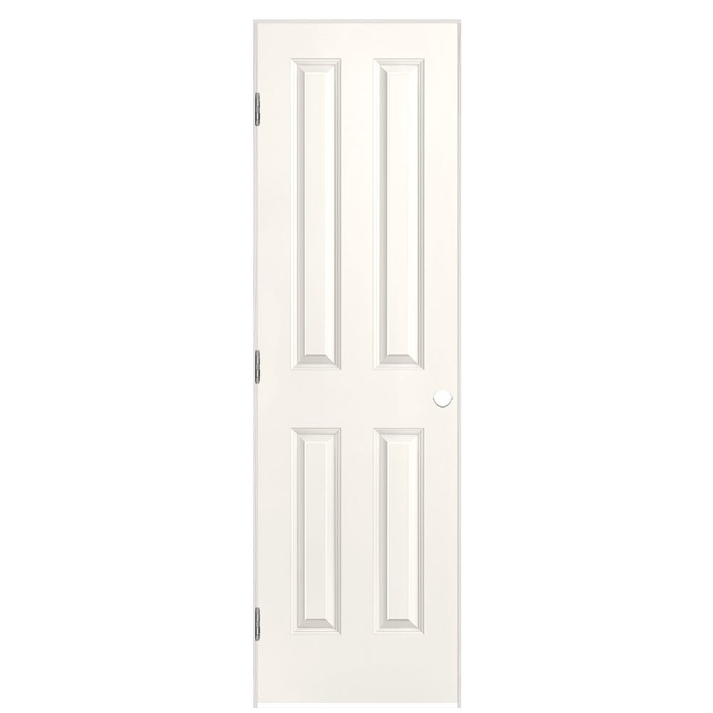 Masonite 1316458 24-in x 80-in Snowstorm Solid core 4 panel square Right hand Smooth Prefinished Molded composite Flat Jamb Single Prehung Interior Door