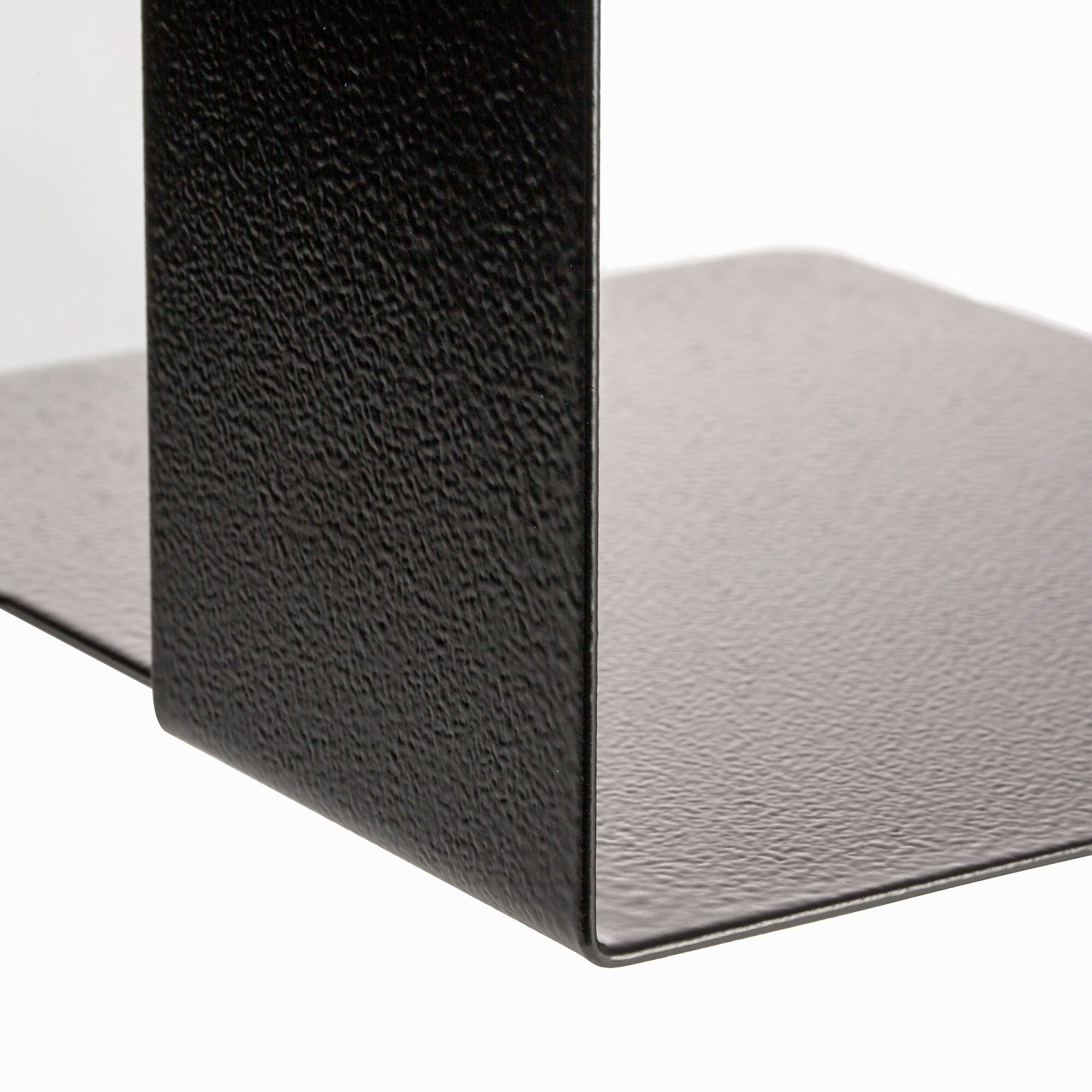 Enamel-Coated Steel Heavy-Duty Bookends with Non-Slip Base, Black