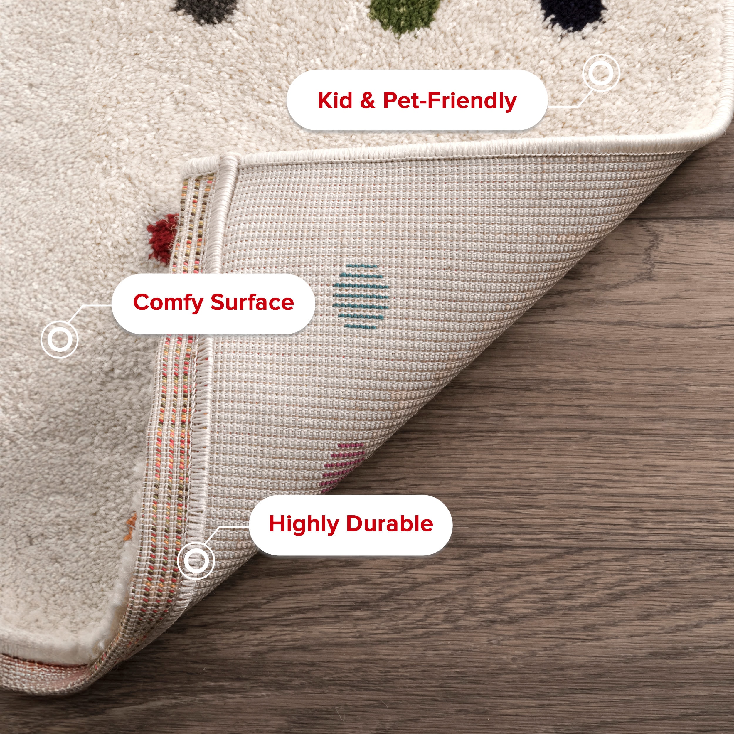 Albina 3' x 5' Multicolor Polka Dot Handmade Rug
