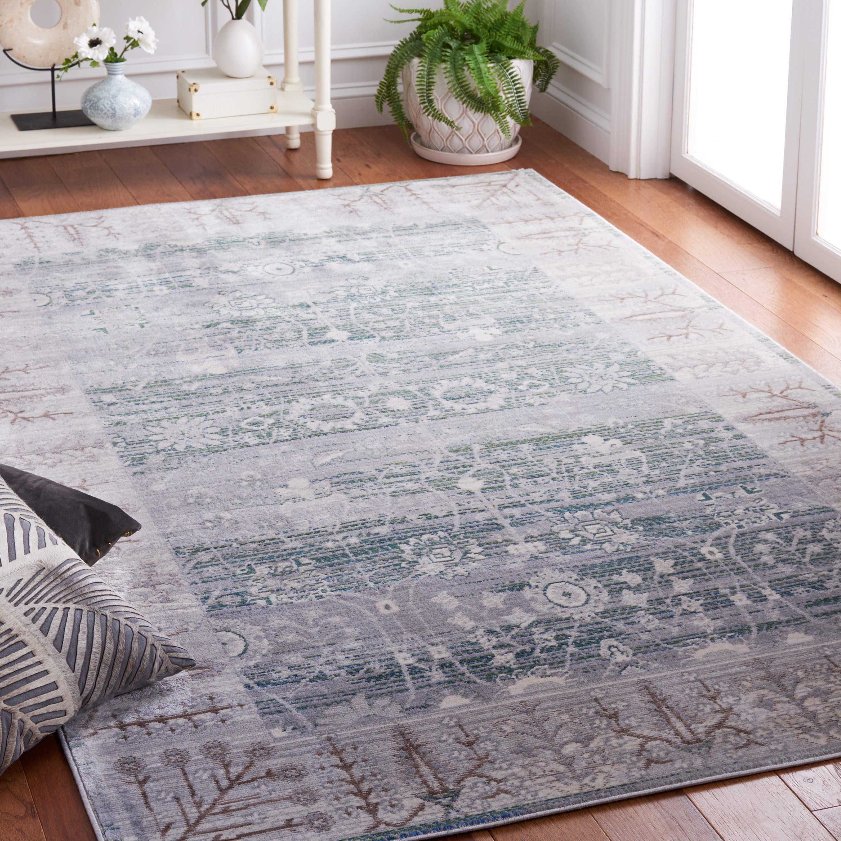 Nirvan Industrial Geometric Indoor Area Rug Charcoal/gray