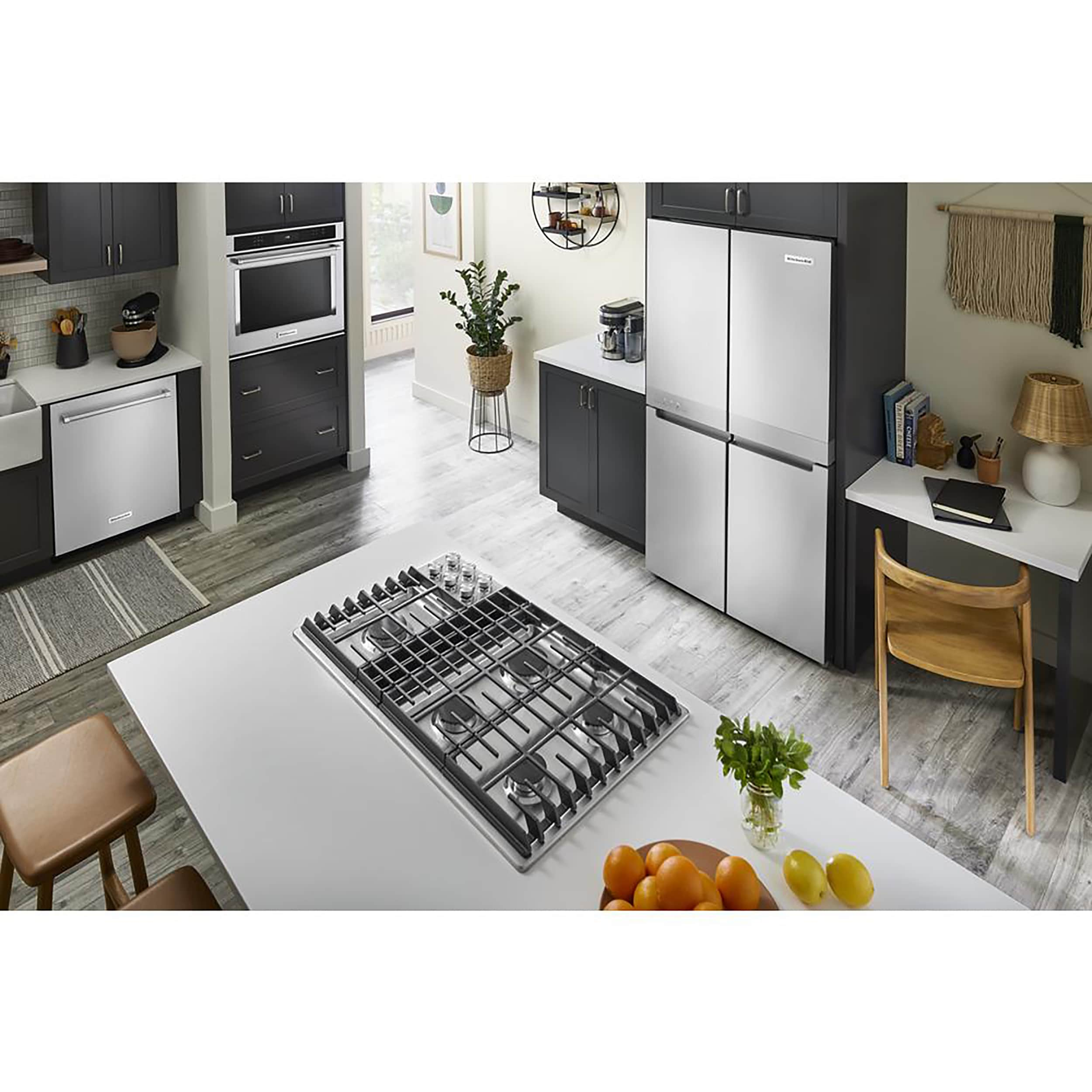 KitchenAid 19.4 Cu. Ft. Counter-Depth 4-Door Refrigerator with PrintShield  Finish Metallic Steel