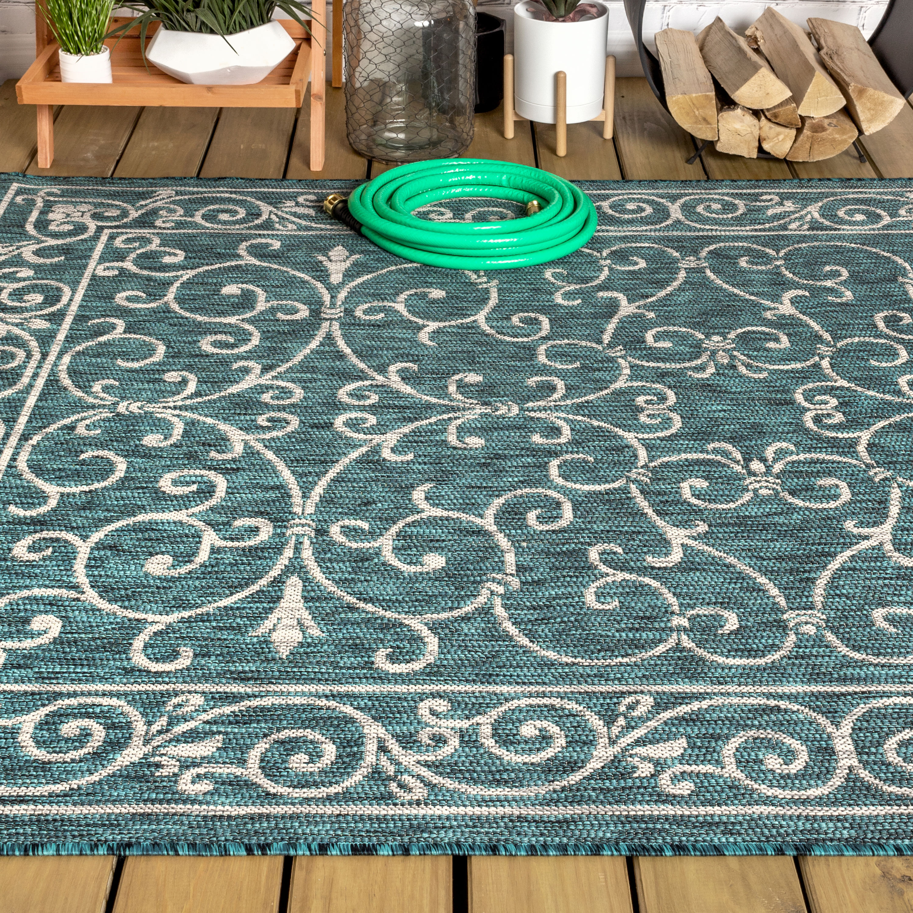 Outdoor Area Rugs for Patio 5x8FT, Teal Blue Gray Green Fish Scales  Entryway Rug Carpet Doormat, Large Floor Mat for Porch, Backyard, Apartment