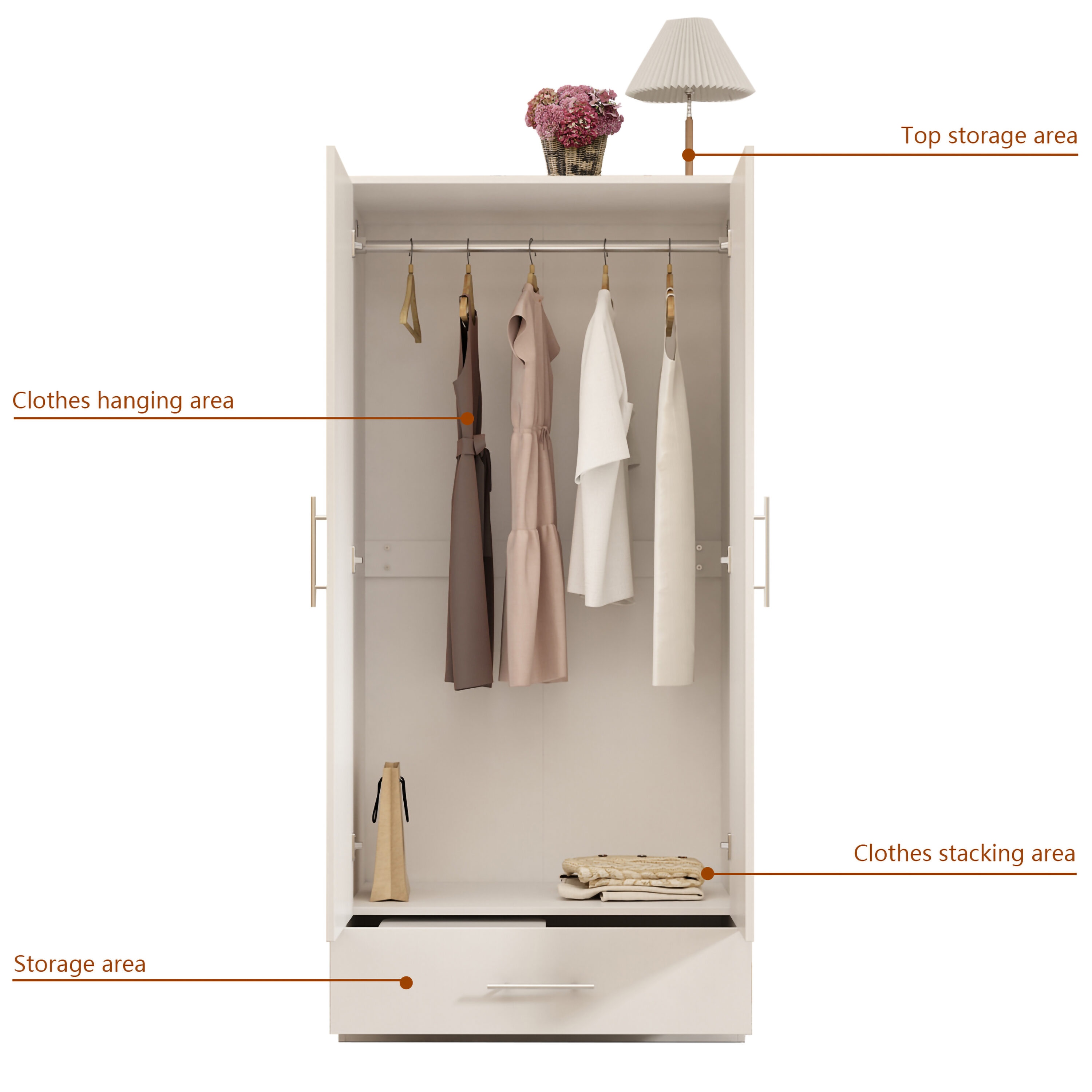 Clothes Closet Storage Cabinet With Metal Handles for Small Living –  FUFUGAGA