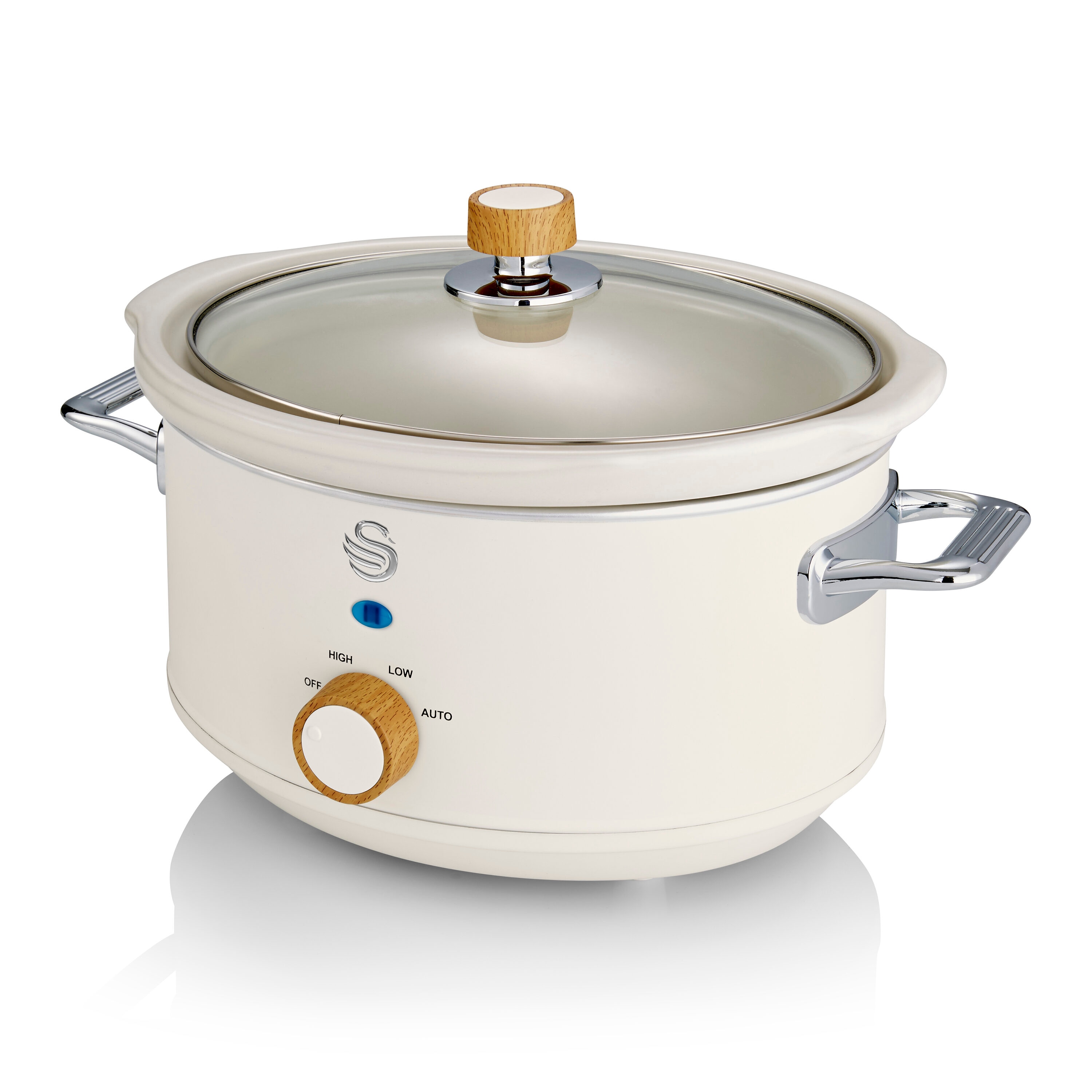 Courant Oval Slow Cooker Crock, with Easy Options 3.5 Quart Dishwasher Safe  Pot, Stainless Steel