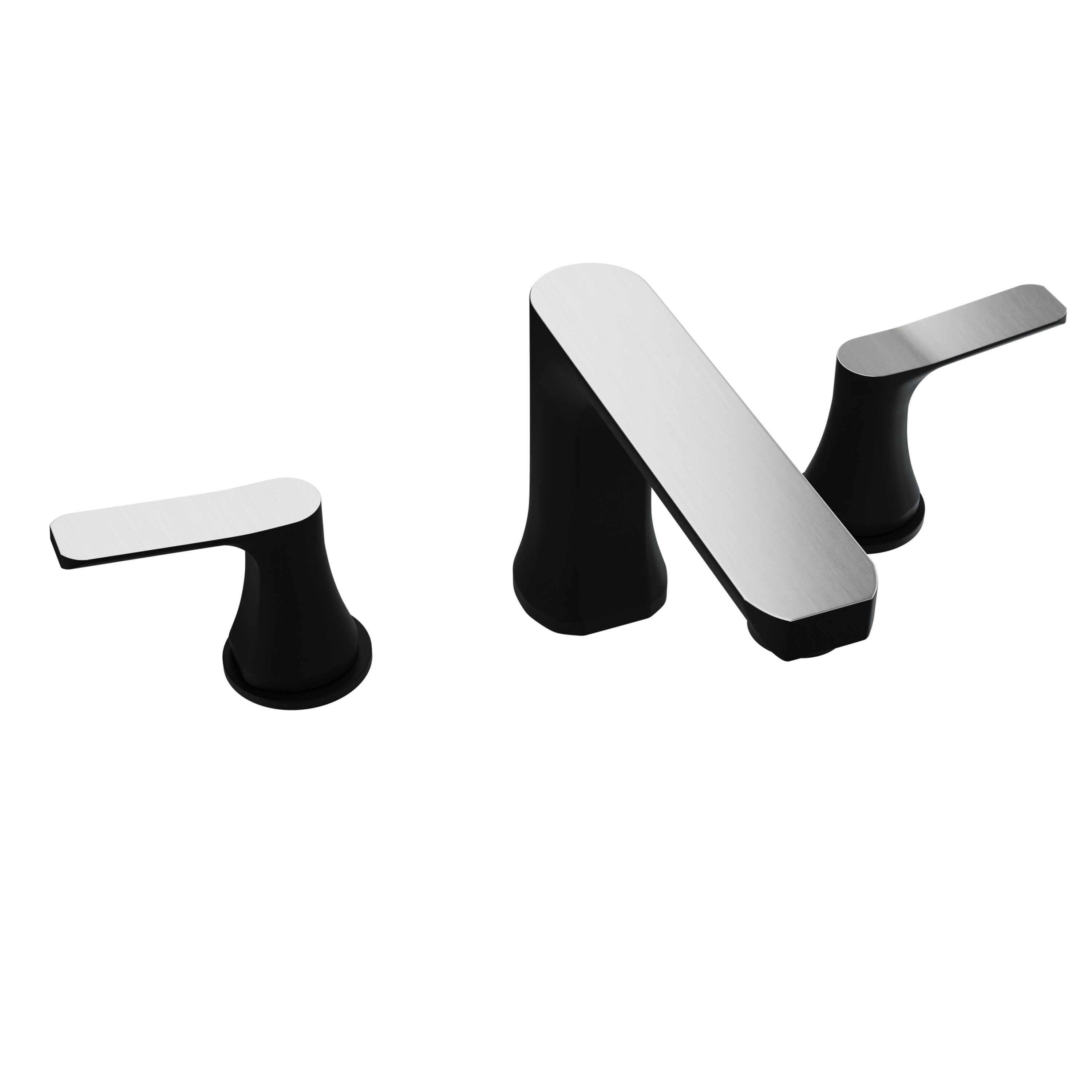 ANZZI L-AZ902MB-BN Matte Black-Brushed Nickel Widespread 2-handle WaterSense Low-arc Residential Handle Bathroom Sink Faucet with Drain