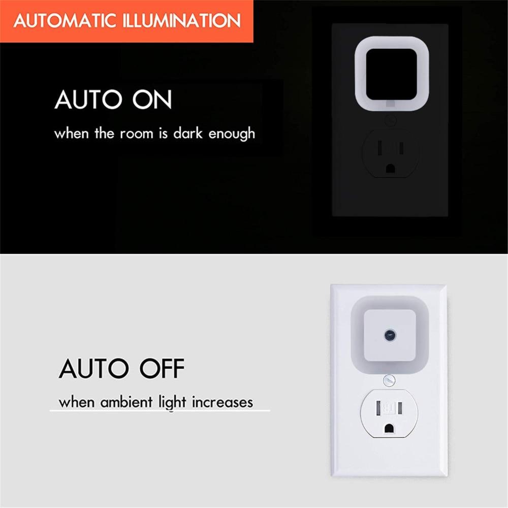 6Pack Plug-in LED Night Light Hallway Kitchen Bathroom Auto Sensor