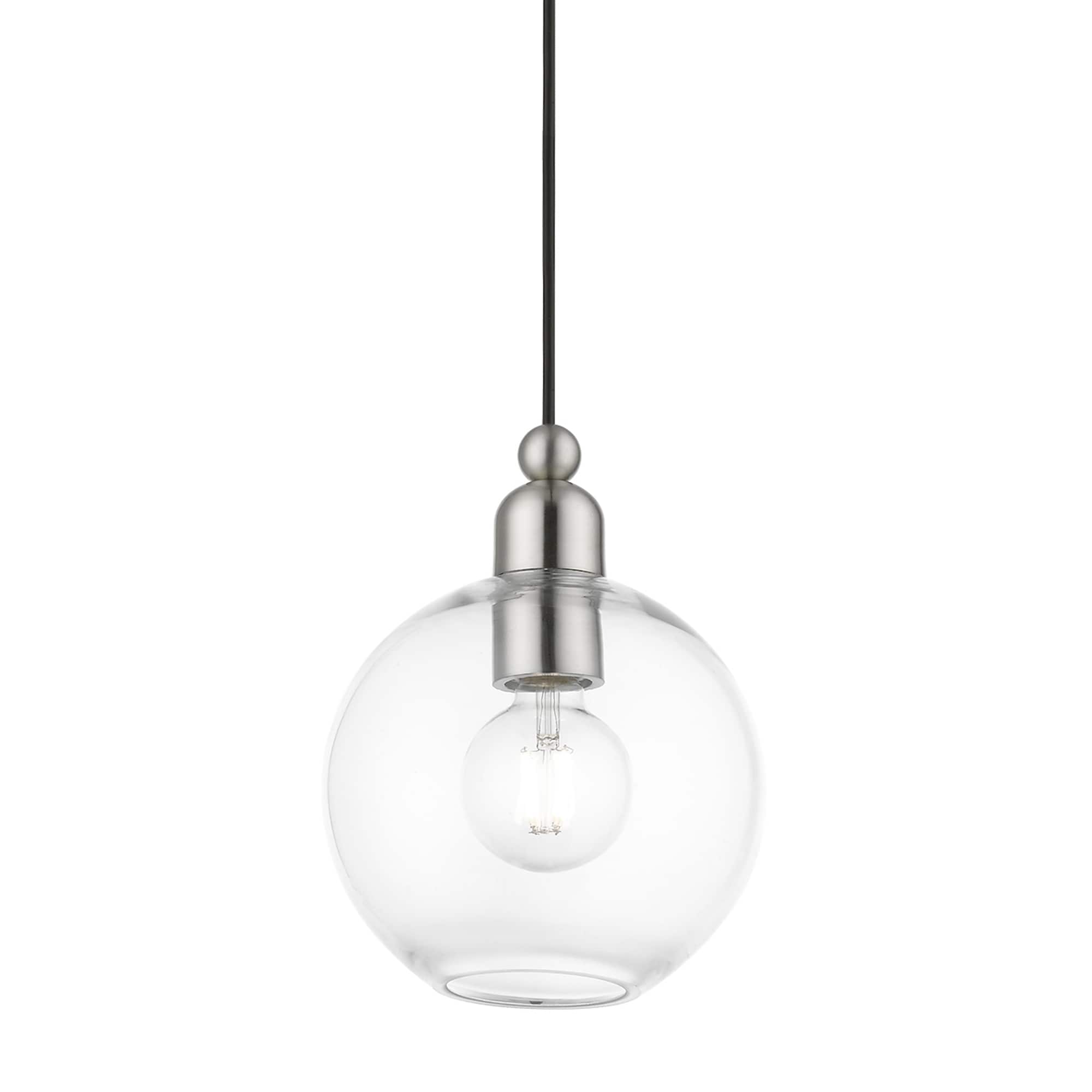 Downtown Elegance Brushed Nickel Globe Pendant with Clear Glass