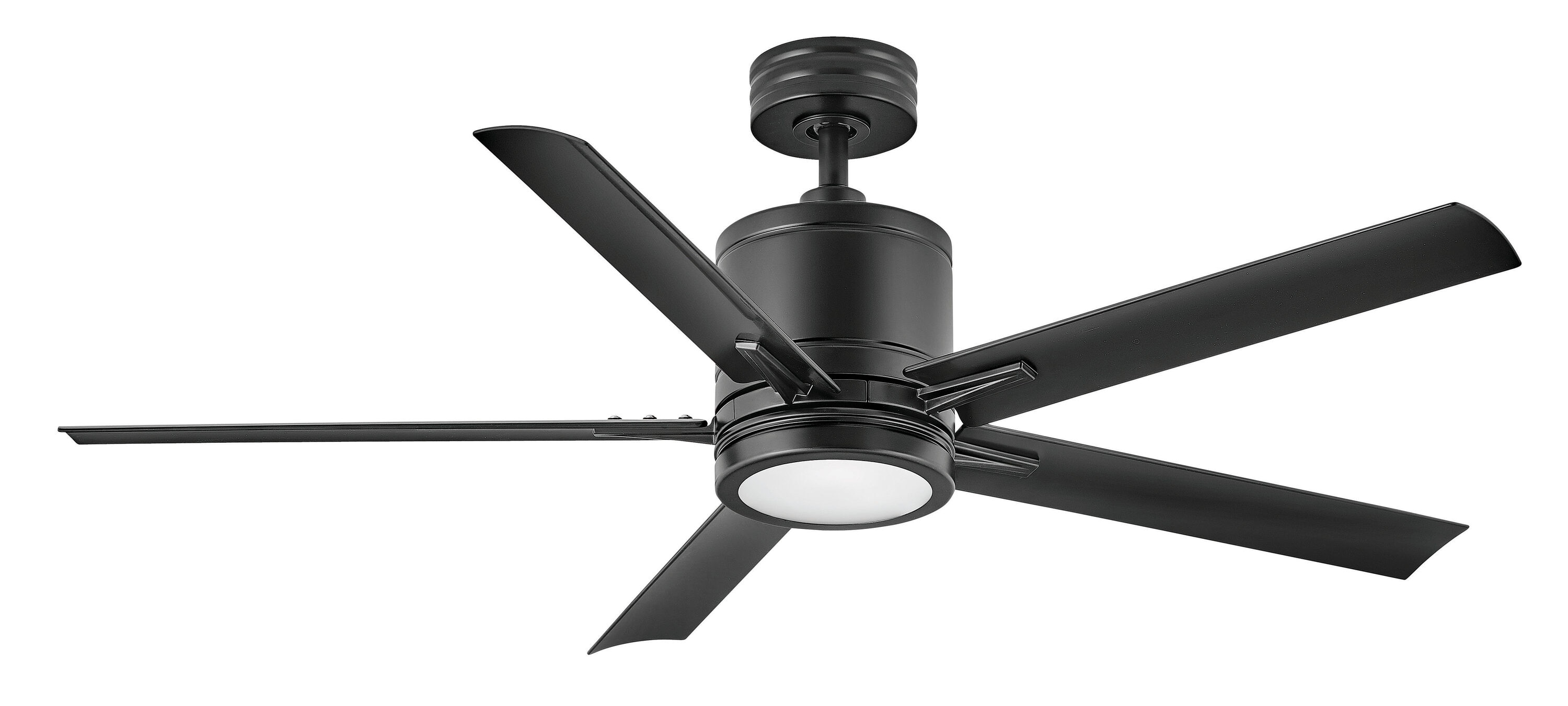 Hinkley 902152FMB-LWD Vail 52-in Integrated LED Outdoor Smart Matte Black with Matte Black Blades Ceiling Fan With Light - Remote Included ( 5 -Blade )