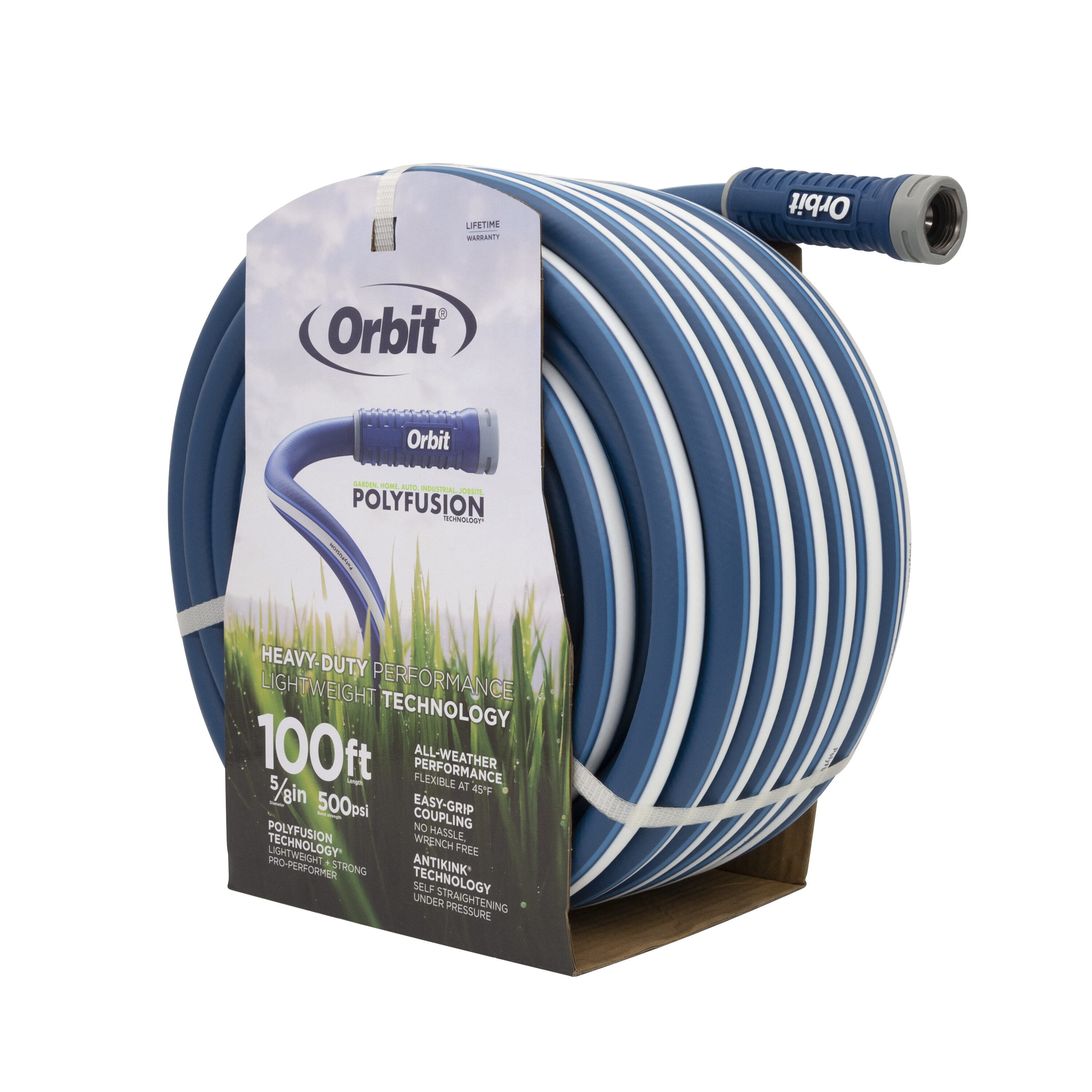 Orbit 22010 5/8-in x 100-ft Heavy -Duty Kink Free Hybrid polymer Blue Coiled Hose
