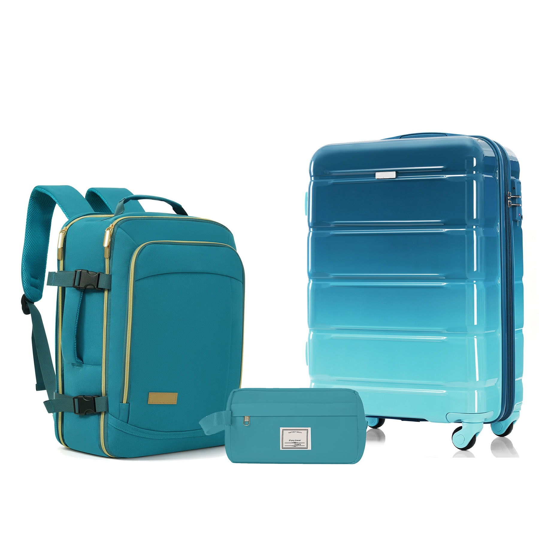 SINOFURN - 3 -Bag Hardshell 13.3x8.2x21 Plastic Blue Spinner Suitcase set