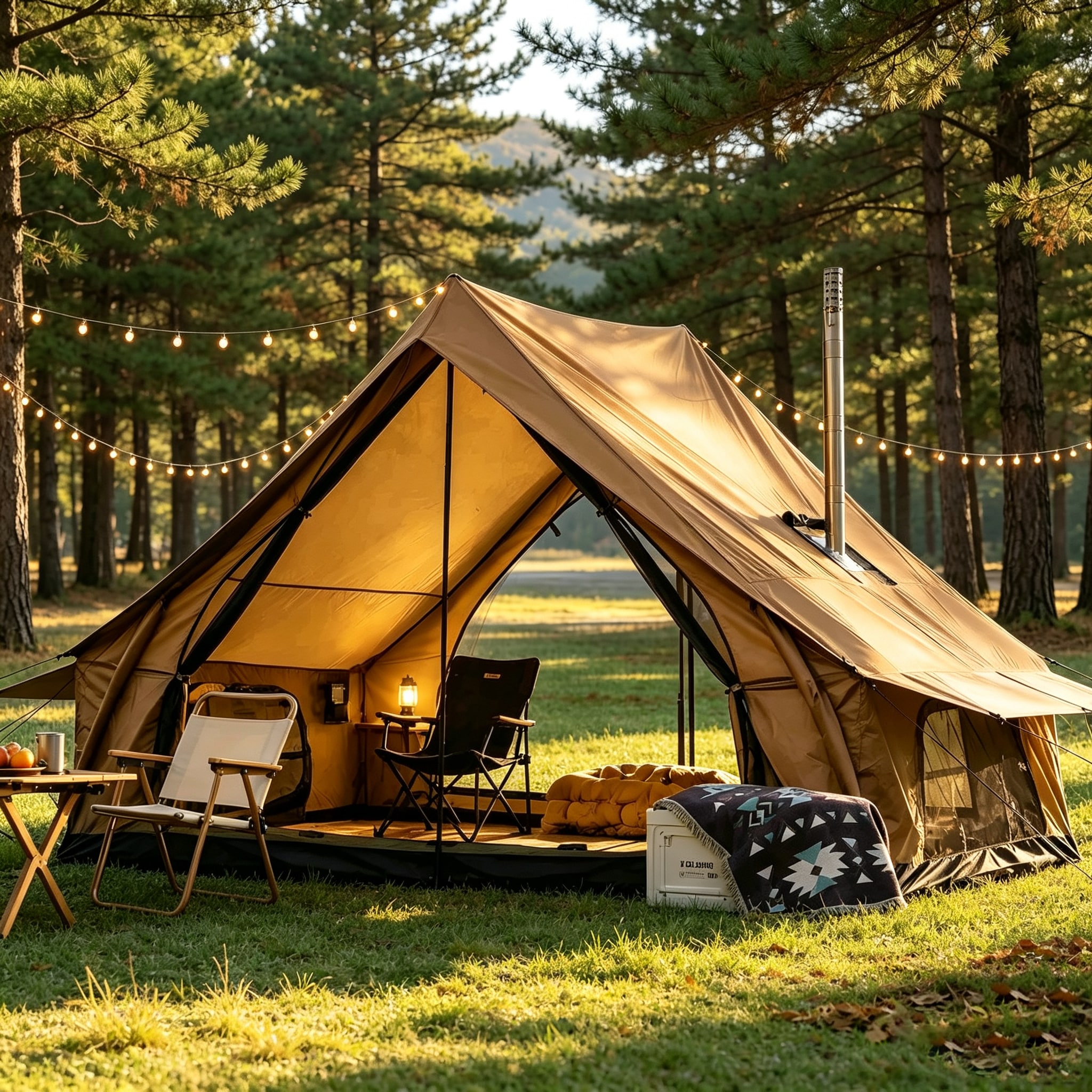 MOONCOOL  2-4 Person Hot Tent with Stove Jack PU3000mm Waterproof 4-Season Camping Tent Easy Setup Portable Shelter for Camping Hiking Hunting and Fishing Brown