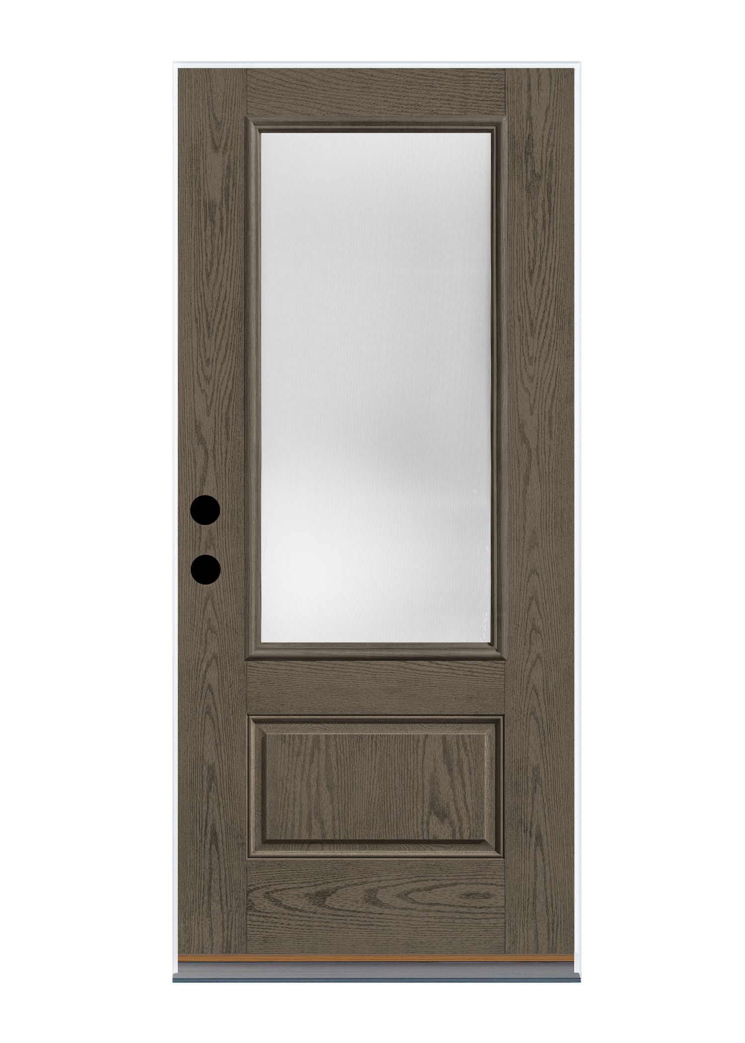 Therma-Tru Benchmark Doors Reed 36-in x 80-in x 4-9/16-in Fiberglass 3/4 Lite Right-Hand Inswing Gray Ash Stained Prehung Front Door Insulating Core -  TTB629945