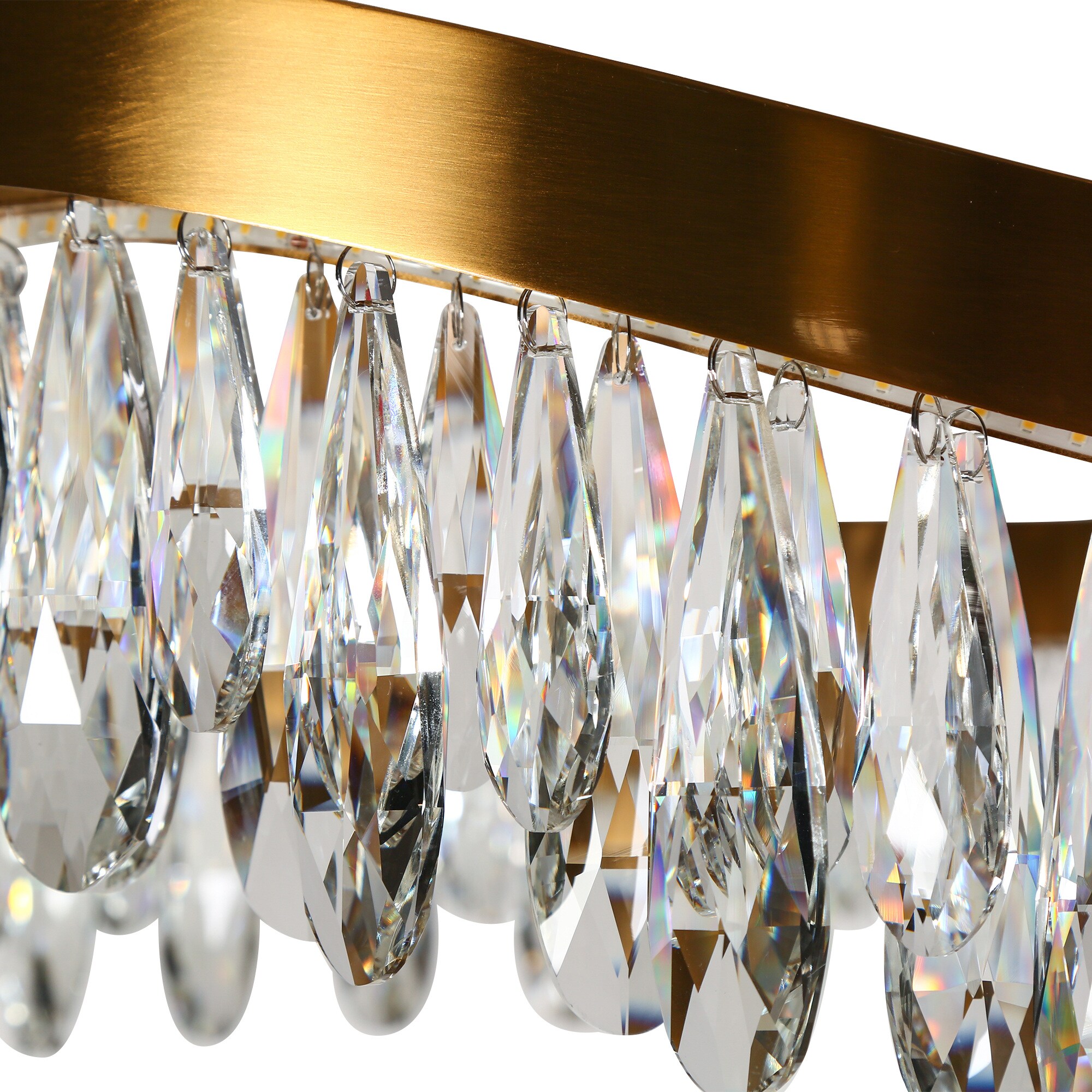 Modern Gold Brass LED Crystal Drum Chandelier