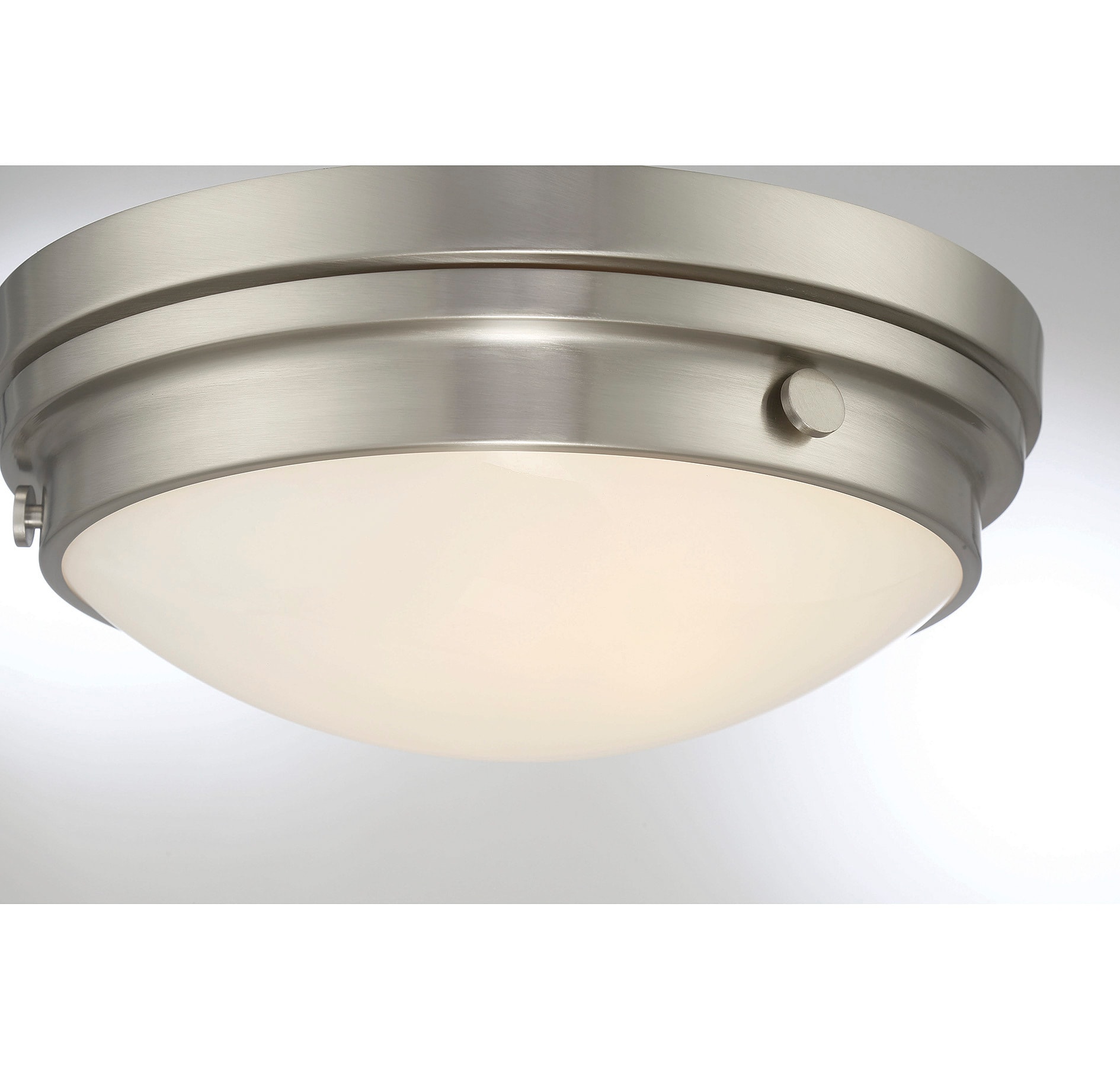 Lucerne Transitional 2-Light Flush Mount in Satin Nickel with White Glass