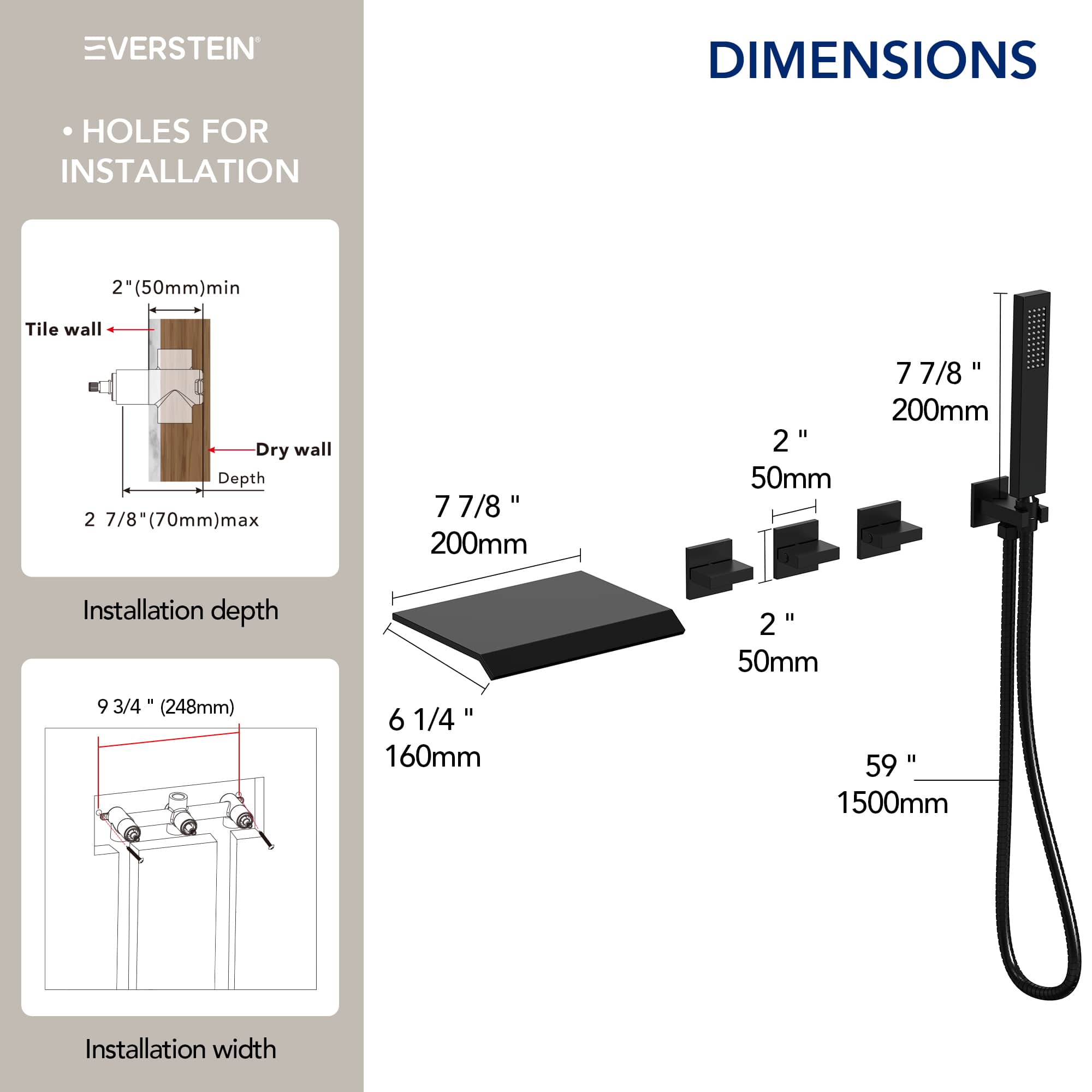 EVERSTEIN SFS-1111-BK Roman-Tub-Faucets - View #8