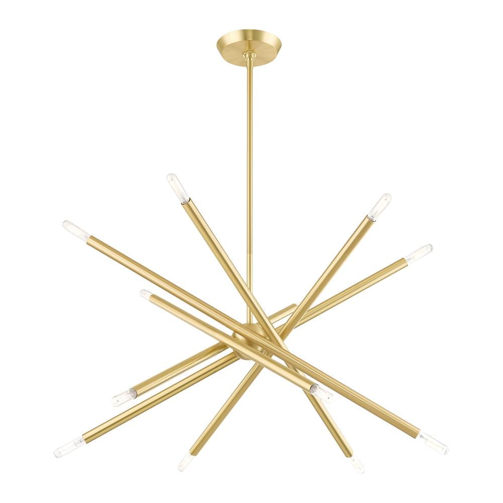 Satin Brass Sputnik 12-Light Chandelier with Adjustable Stems