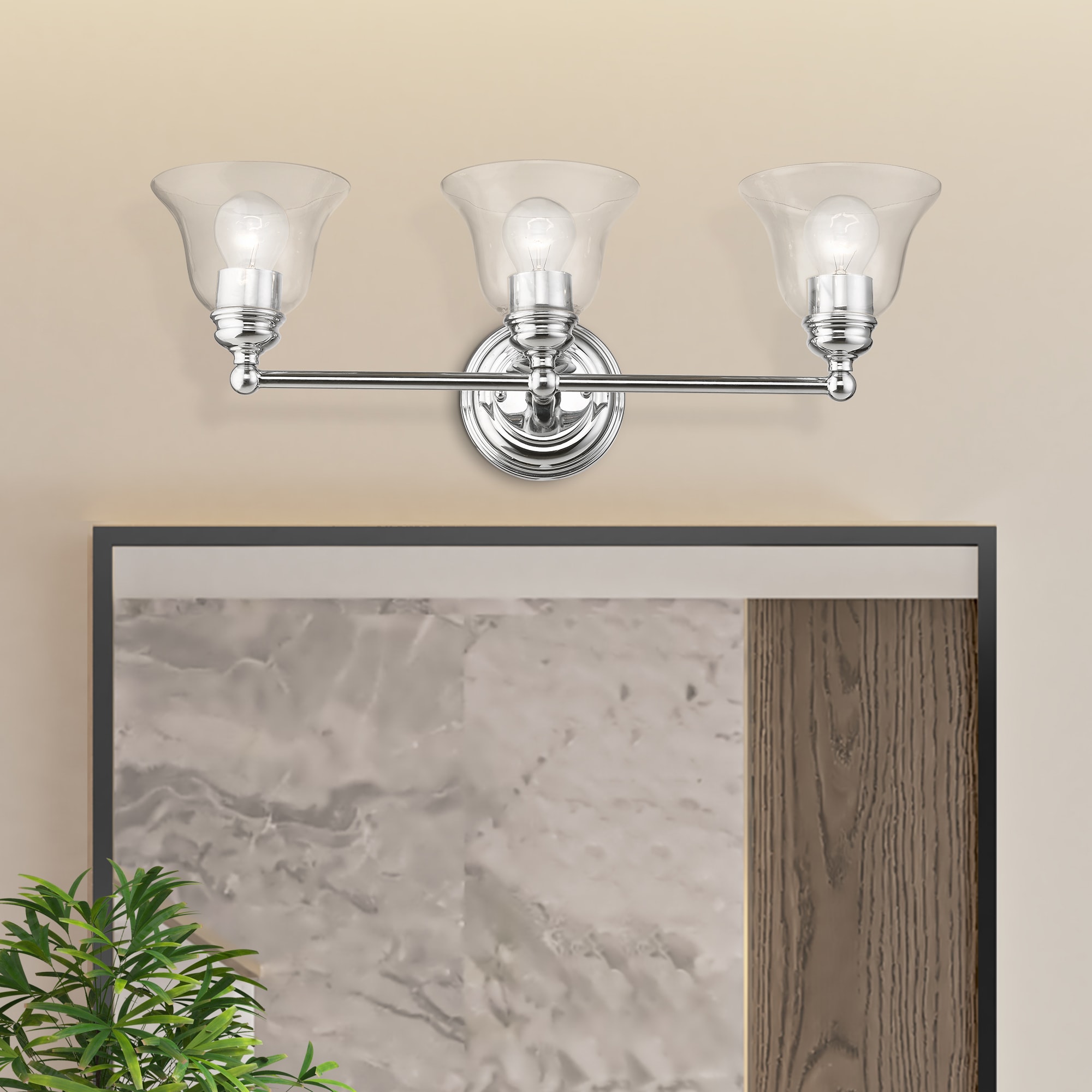 Polished Chrome 3-Light Vanity with Clear Glass Shades