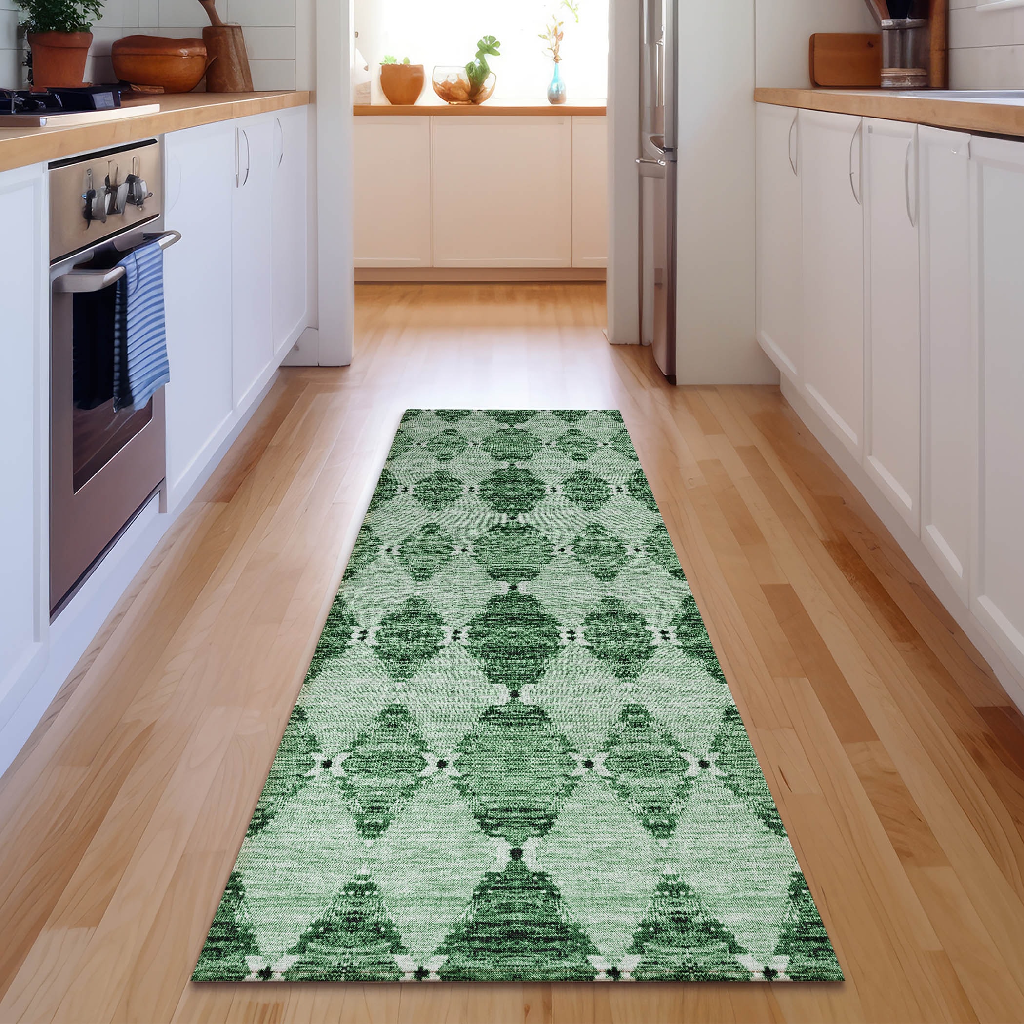 Addison Rugs AMF610EM2X8 Mayfield AMF610EM 2 x 7 (ft) Loomed Polyester Emerald Rectangular Indoor Geometric Machine washable Area rug