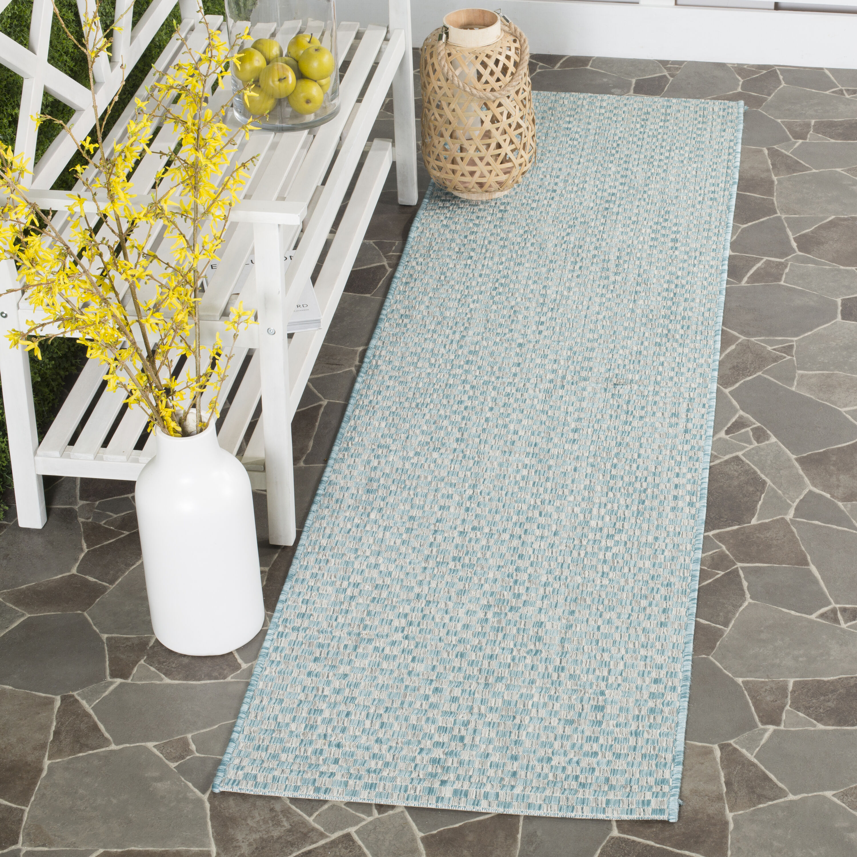 Safavieh CY8653-37121-25 Courtyard 2 x 5 (ft) Loomed Synthetic Light Blue/Light Gray Rectangular Indoor/Outdoor Solid Runner rug