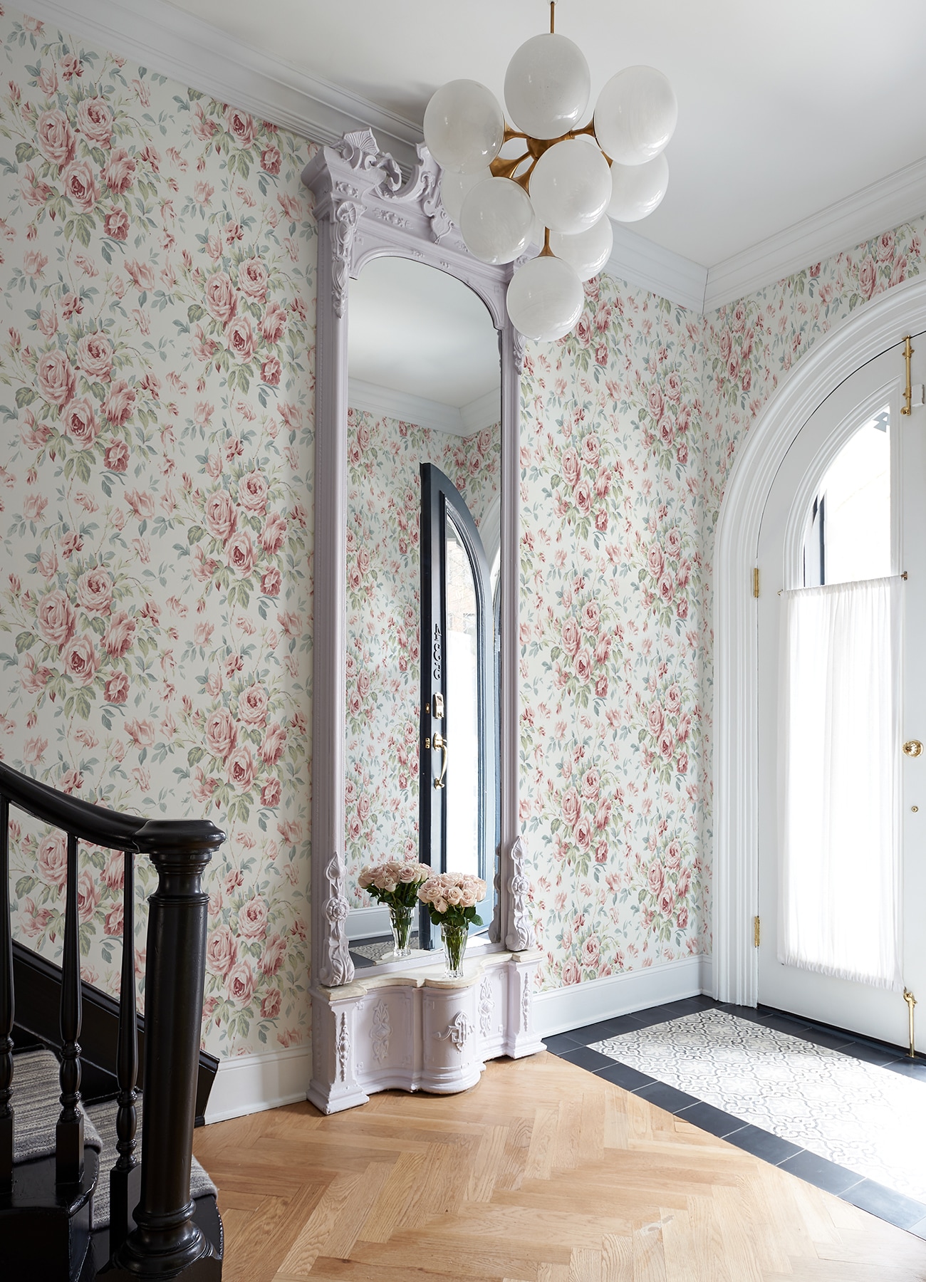 Manon Pink and Green Floral Pre-pasted Wallpaper